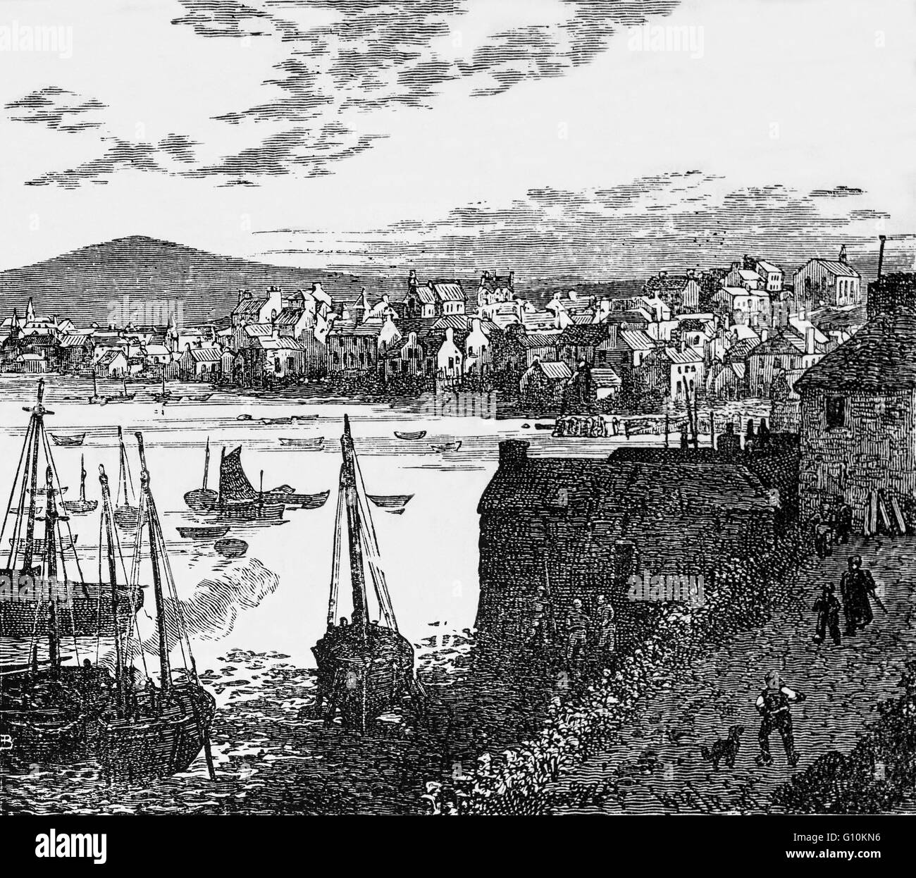 19. Jahrhundert-Ansicht von Lerwick, der Haupthafen von den Shetland-Inseln, Schottland Stockfoto