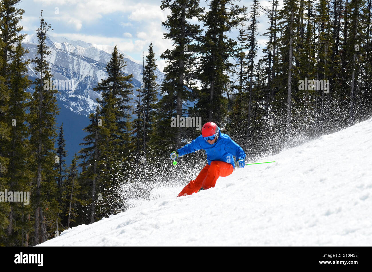 Skifahren der kanadischen Rocky Mountains, Alberta Stockfoto