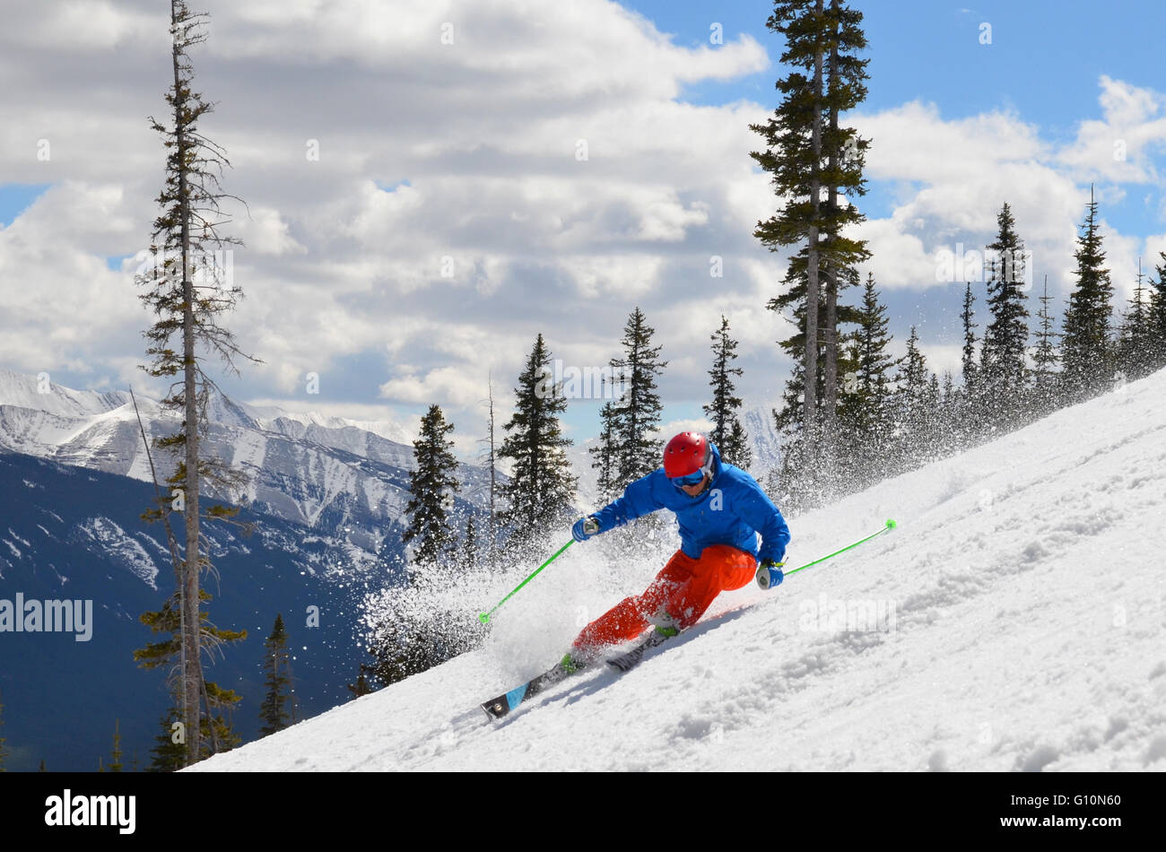 Skifahren der kanadischen Rocky Mountains, Alberta Stockfoto