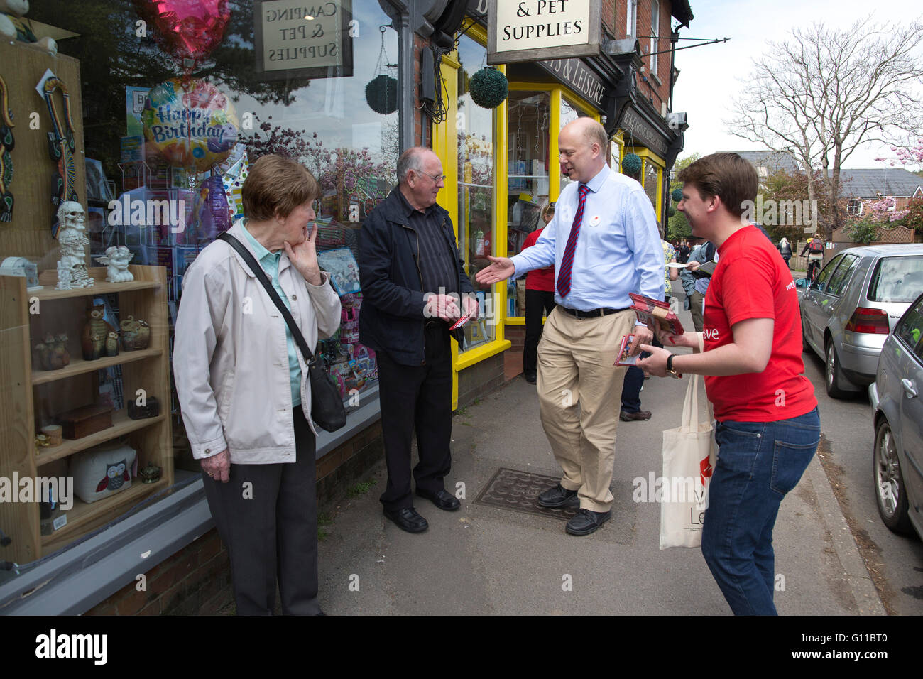 Pro-Austritt MP Chris Grayling konservative und Leiter des House Of Commons, bei einer Abstimmung verlassen Kampagne Rallye und öffentliche Versammlung in Brockenhurst, Hampshire, UK Stockfoto