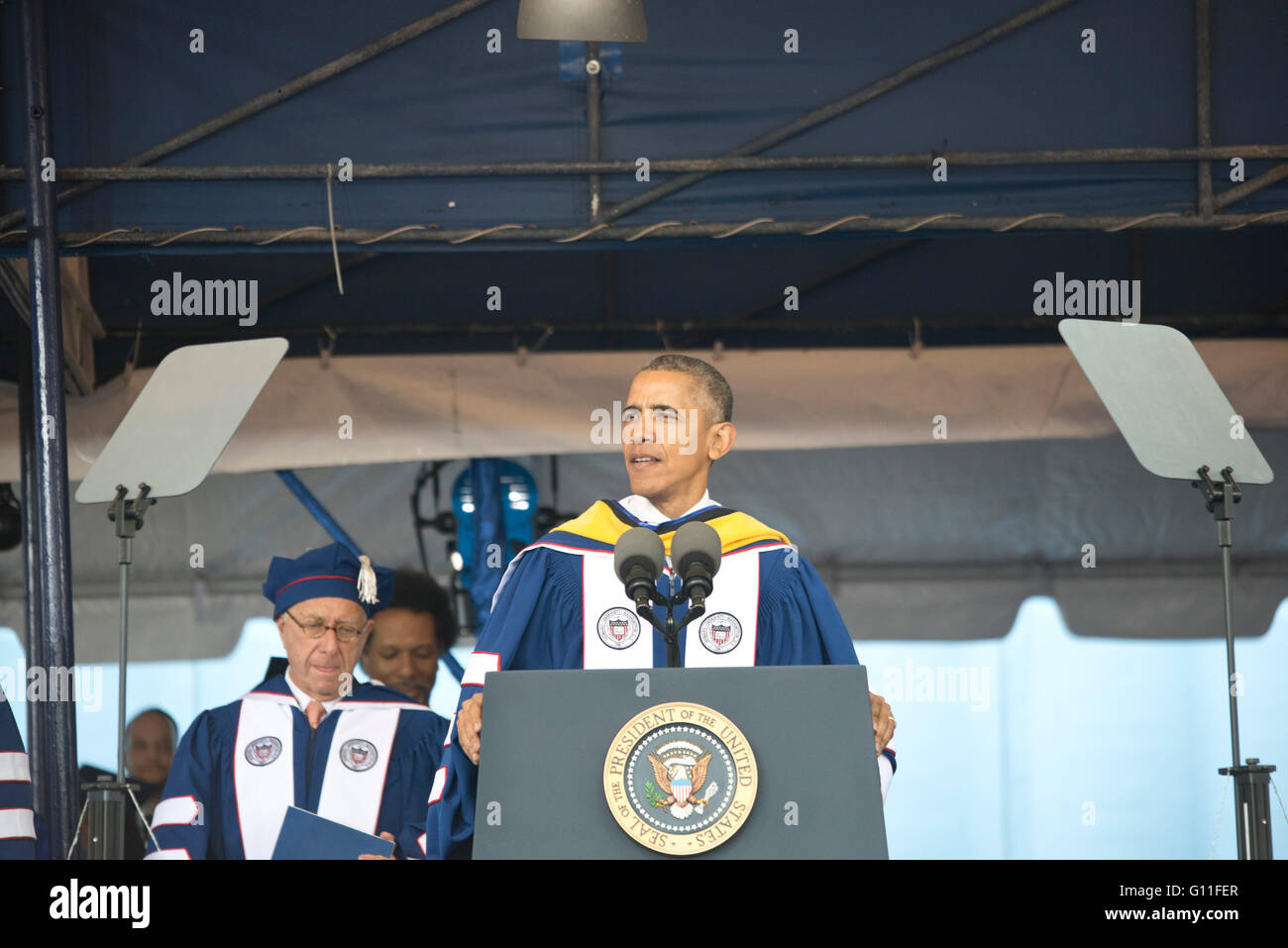 Washington DC, USA. 7. Mai 2016. Präsident Barack Obama spricht die graduierenden Klassen von 2016 an der Howard University in Washington, DC.  Howard University ist eine staatlich vorgegebenen historically Black University in Washington DC. Bildnachweis: Patsy Lynch/Alamy Live-Nachrichten Stockfoto