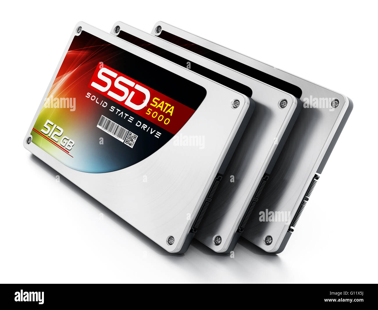 SSD Solid State-Laufwerke isoliert auf weißem Hintergrund. Stockfoto