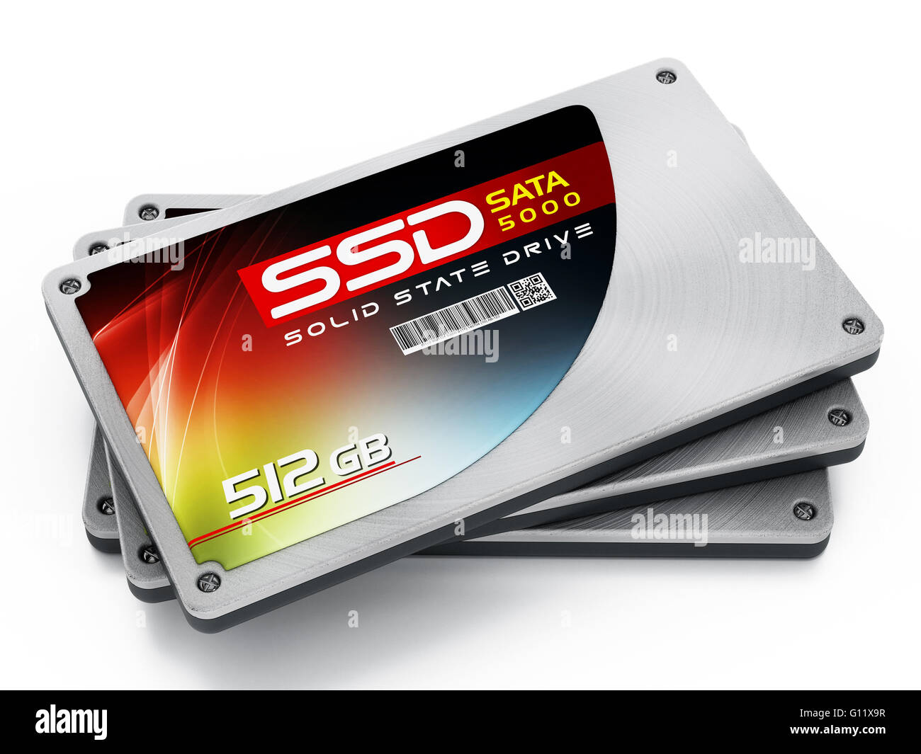 SSD Solid State-Laufwerke isoliert auf weißem Hintergrund. Stockfoto