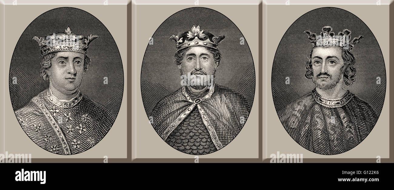 Könige von England, Heinrich II., Richard i., John Lackland, 12. und 13. Jahrhundert, Hauses Anjou Stockfoto