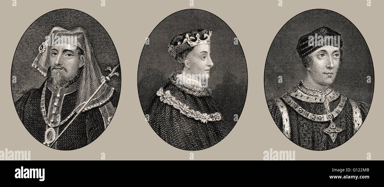 Könige von England, Heinrich IV., Henry V, Heinrich VI., 14. und 15. Jahrhundert, Haus von Lancaster Stockfoto