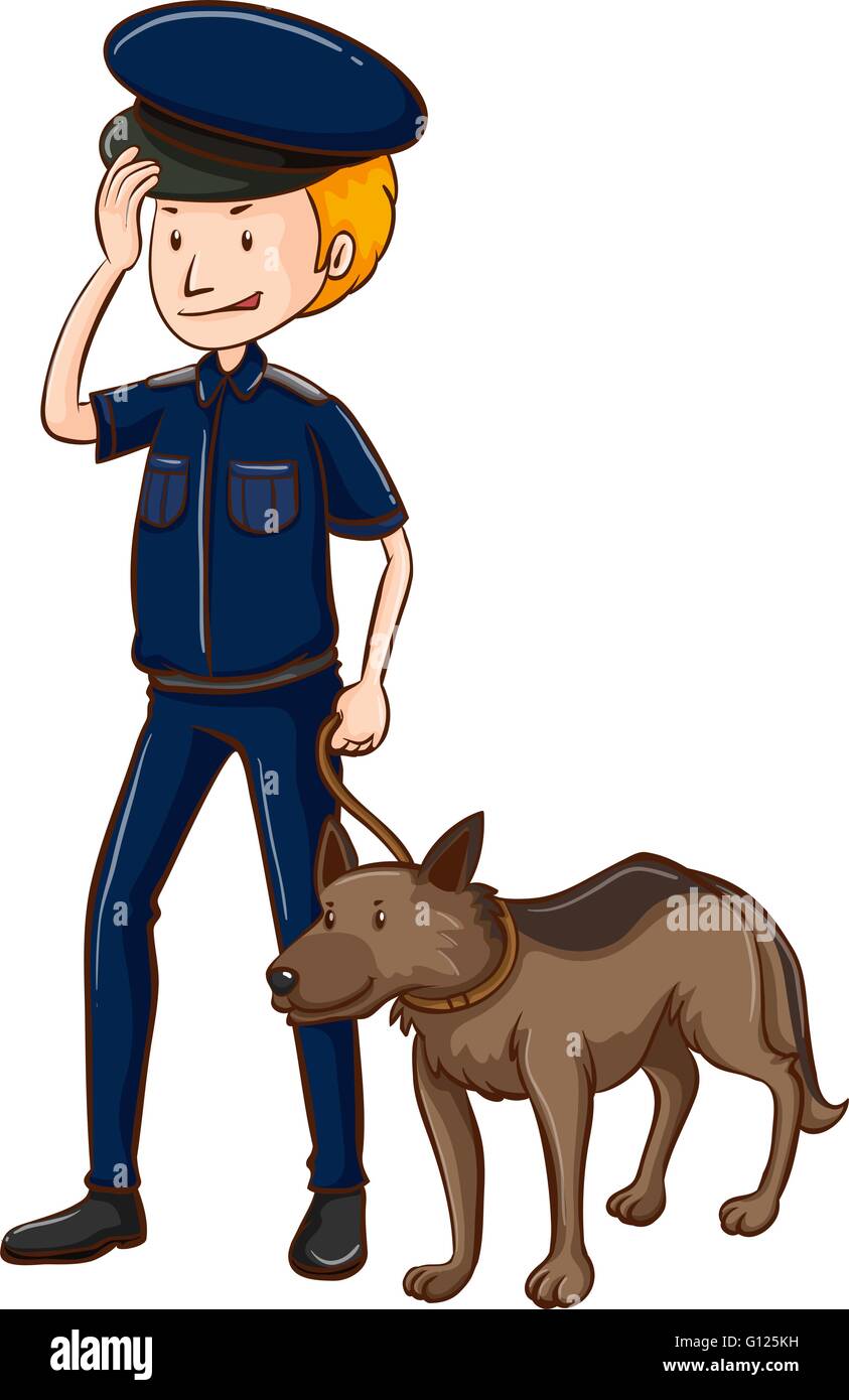 Polizist und Polizeihund illustration Stock Vektor