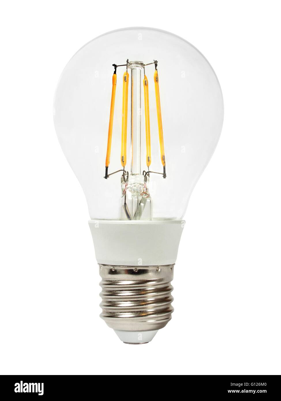 LED-Glühlampe isoliert auf weißem Hintergrund Stockfoto