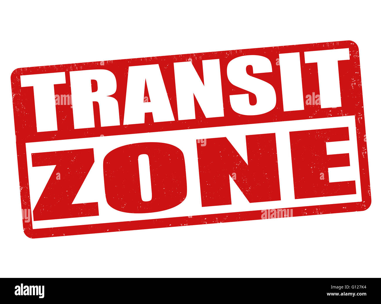 Transit Zone Grunge Stempel auf weißem Hintergrund, Vektor-illustration Stockfoto