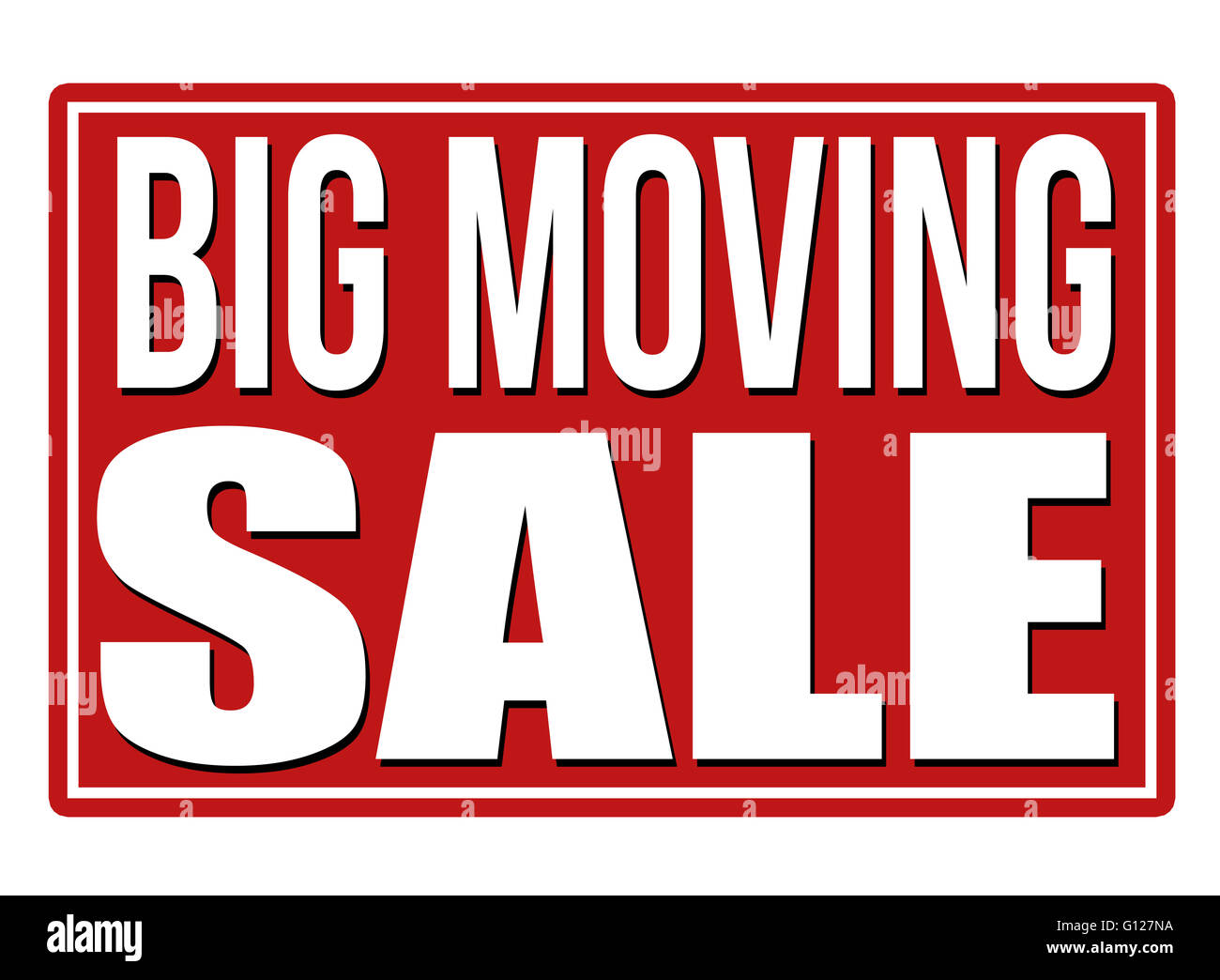 Großen beweglichen roten Verkaufsschild isoliert auf einem weißen Hintergrund, Vektor-illustration Stockfoto