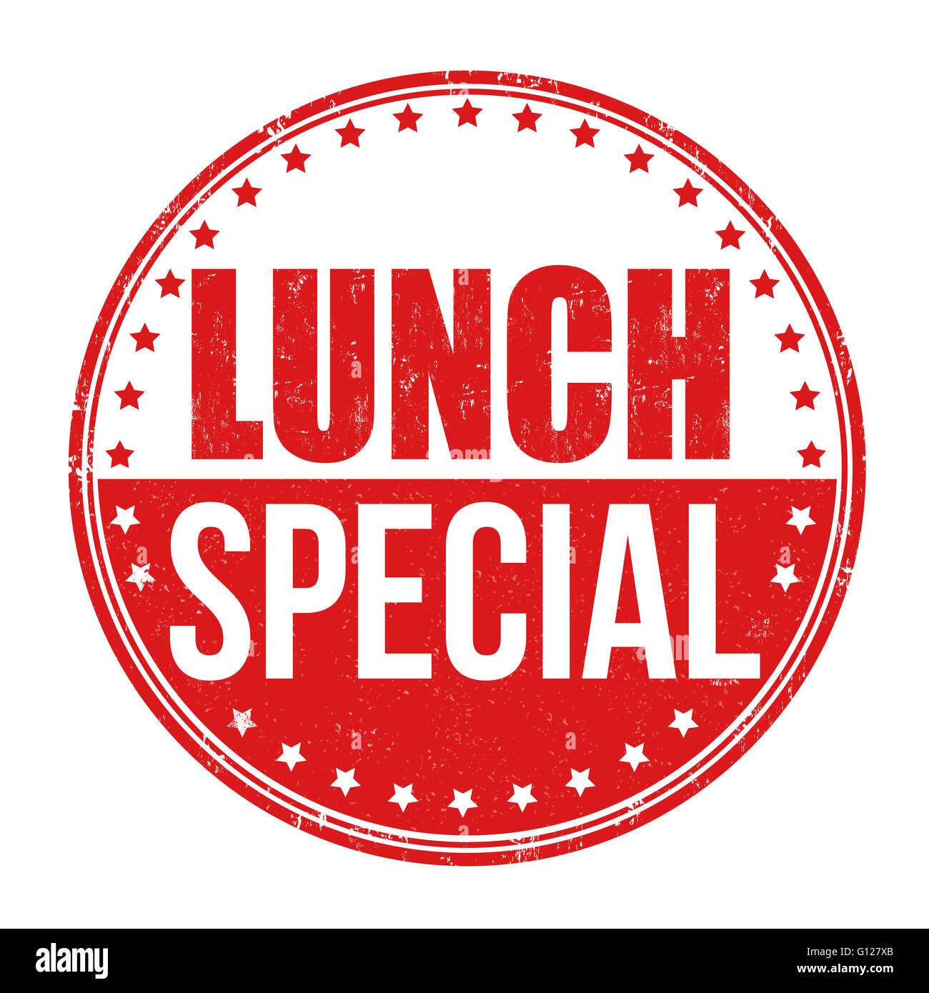 Mittagessen besondere Grunge Stempel auf weißem Hintergrund, Vektor-illustration Stockfoto