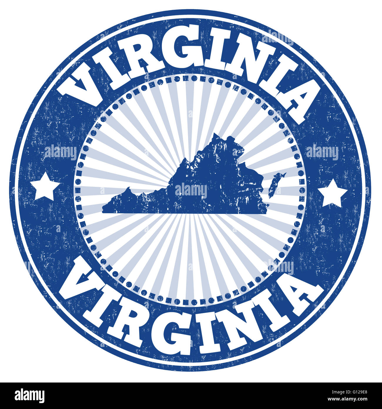 GrungeStempel mit den Namen und die Karte von Virginia, Vektor