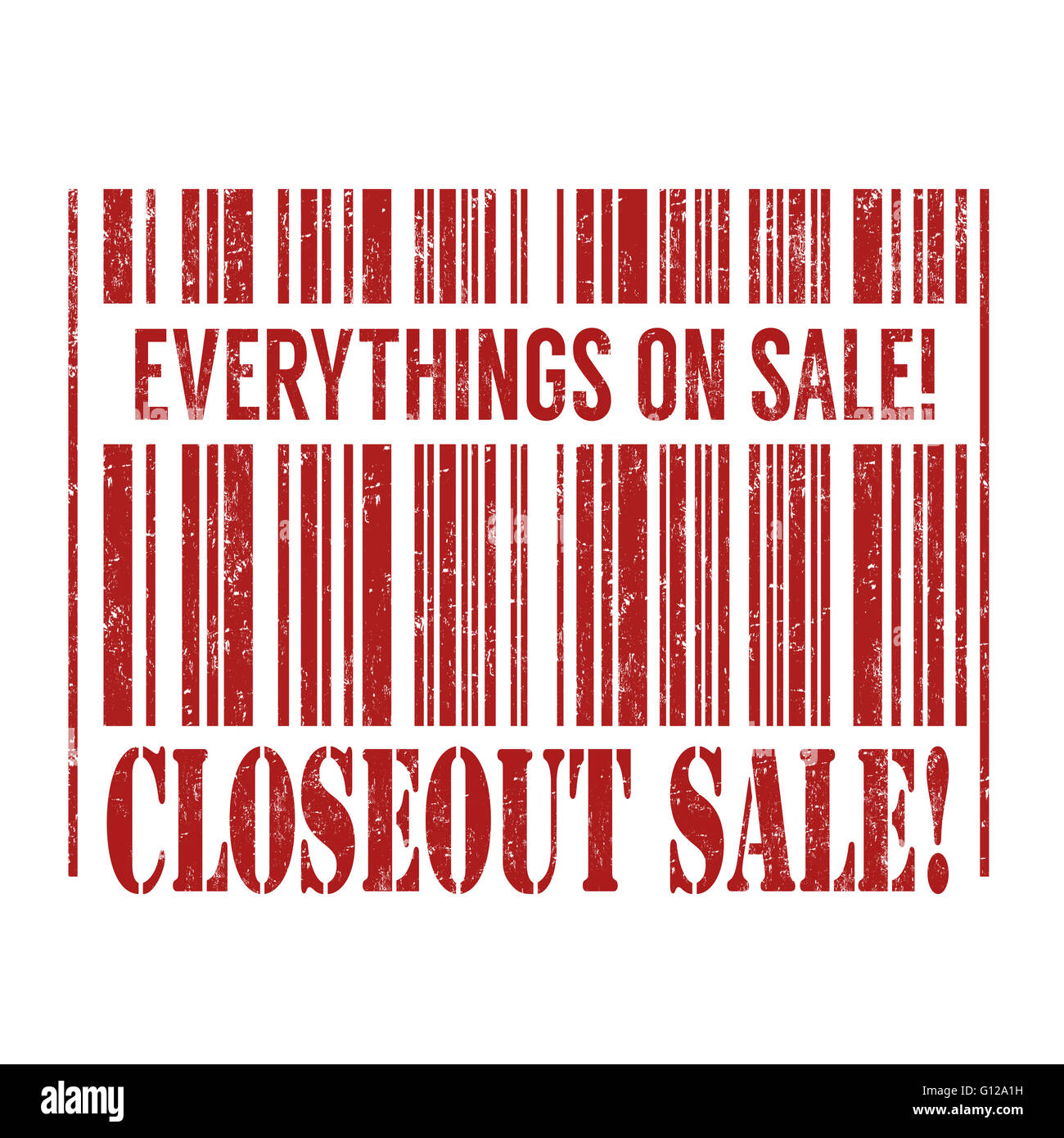 Sonderposten/Restposten Verkauf Barcode Grunge Stempel auf weißem Hintergrund, Vektor-illustration Stockfoto
