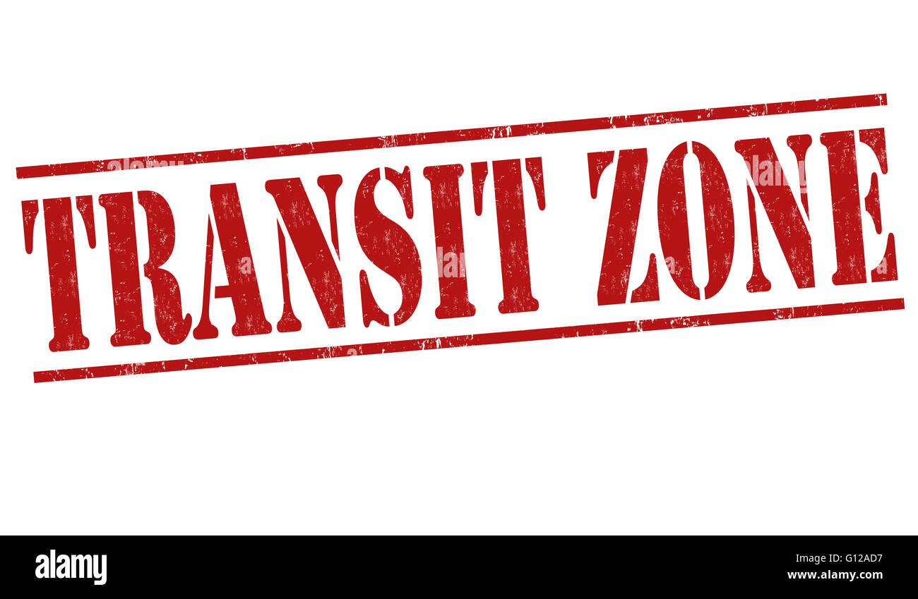 Transit Zone Grunge Stempel auf weißem Hintergrund, Vektor-illustration Stockfoto