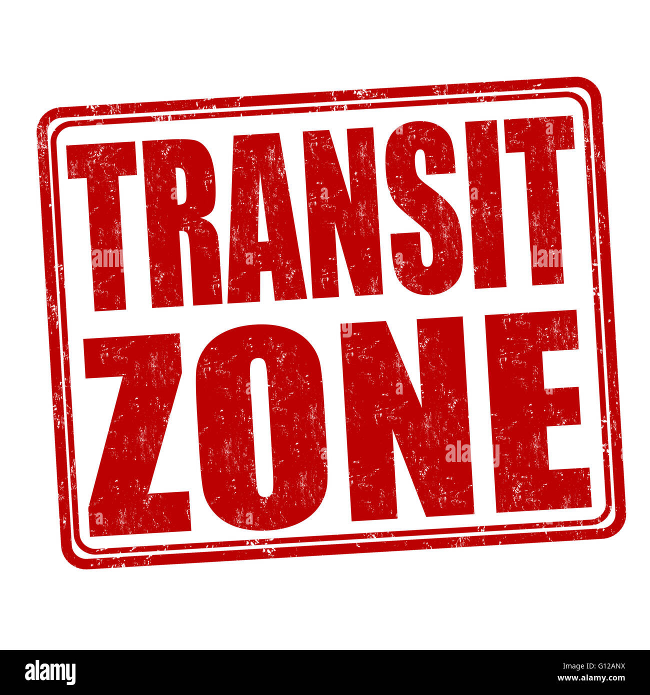 Transit Zone Grunge Stempel auf weißem Hintergrund, Vektor-illustration Stockfoto