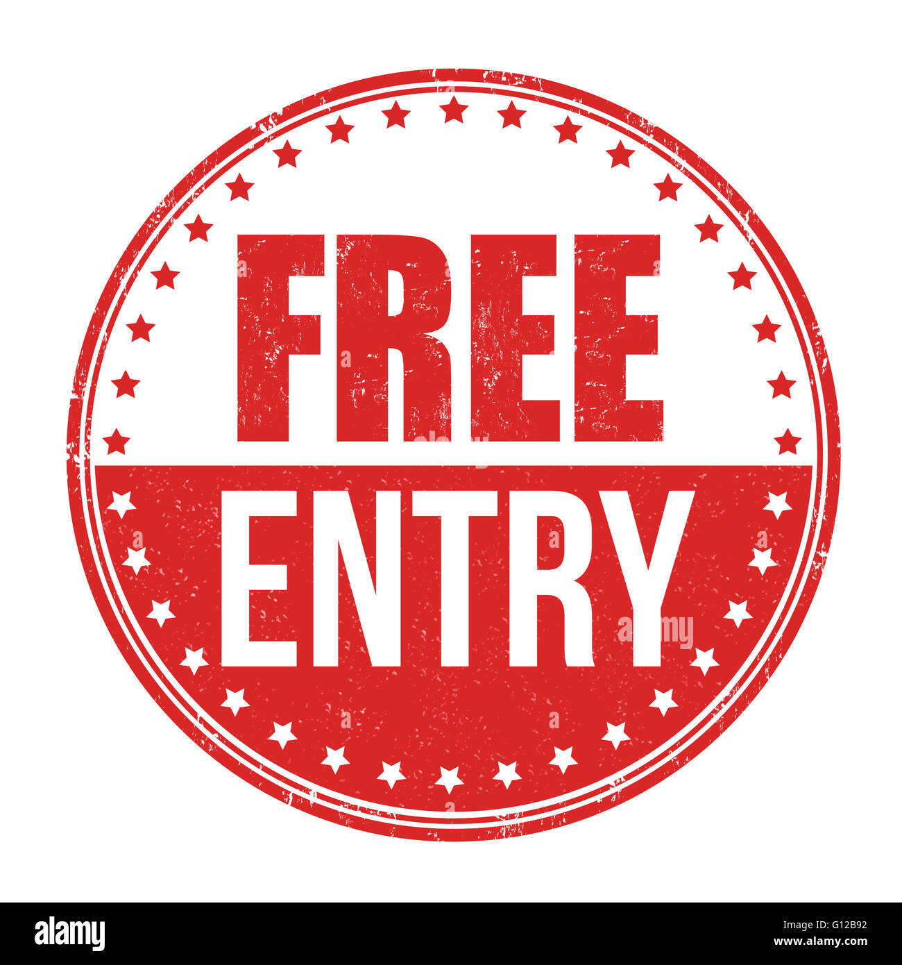 Freier Eintritt-Grunge-Stempel auf weißem Hintergrund, Vektor-illustration Stockfoto