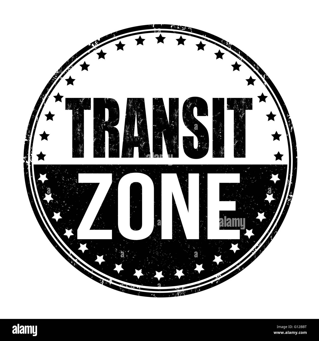 Transit Zone Grunge Stempel auf weißem Hintergrund, Vektor-illustration Stockfoto