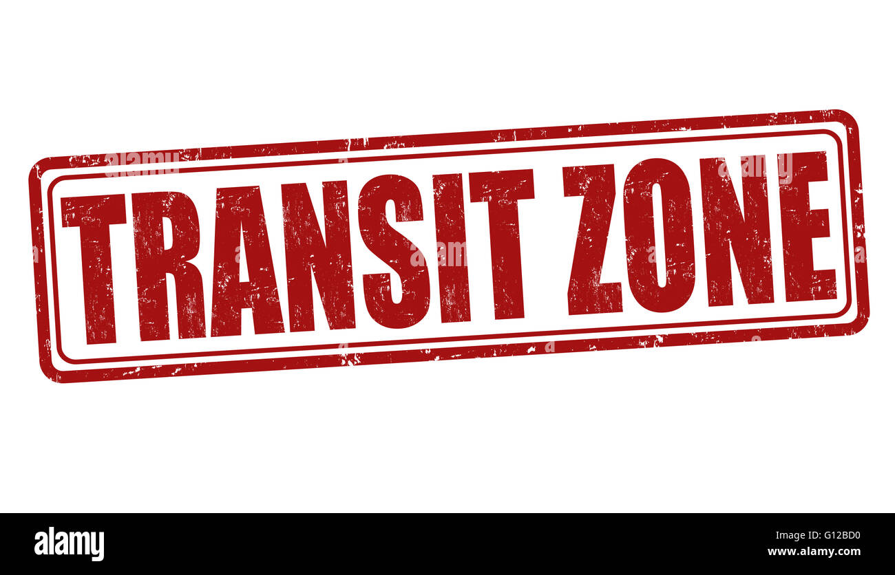 Transit Zone Grunge Stempel auf weißem Hintergrund, Vektor-illustration Stockfoto