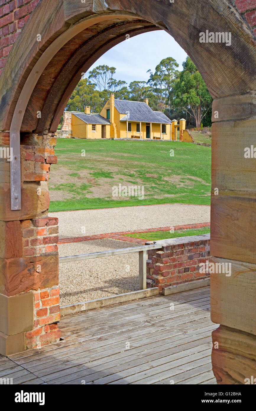 William Smith O'Brien Cottage und zerstörten Krankenhaus in Port Arthur Stockfoto