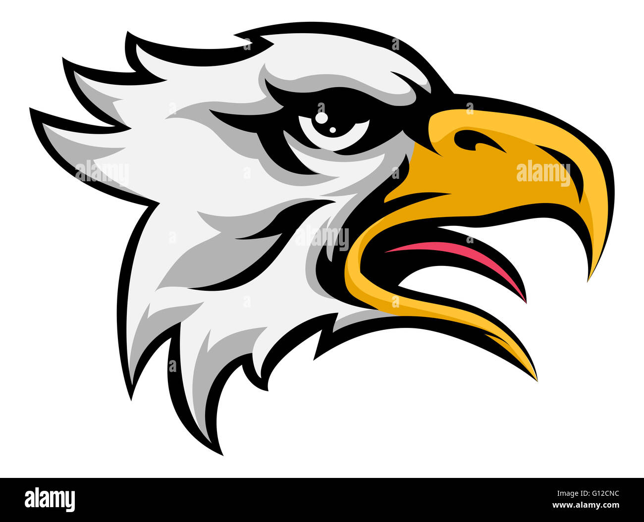 Eine Abbildung von einem Adler Tiere bedeuten Sport Maskottchen Kopf Stockfoto