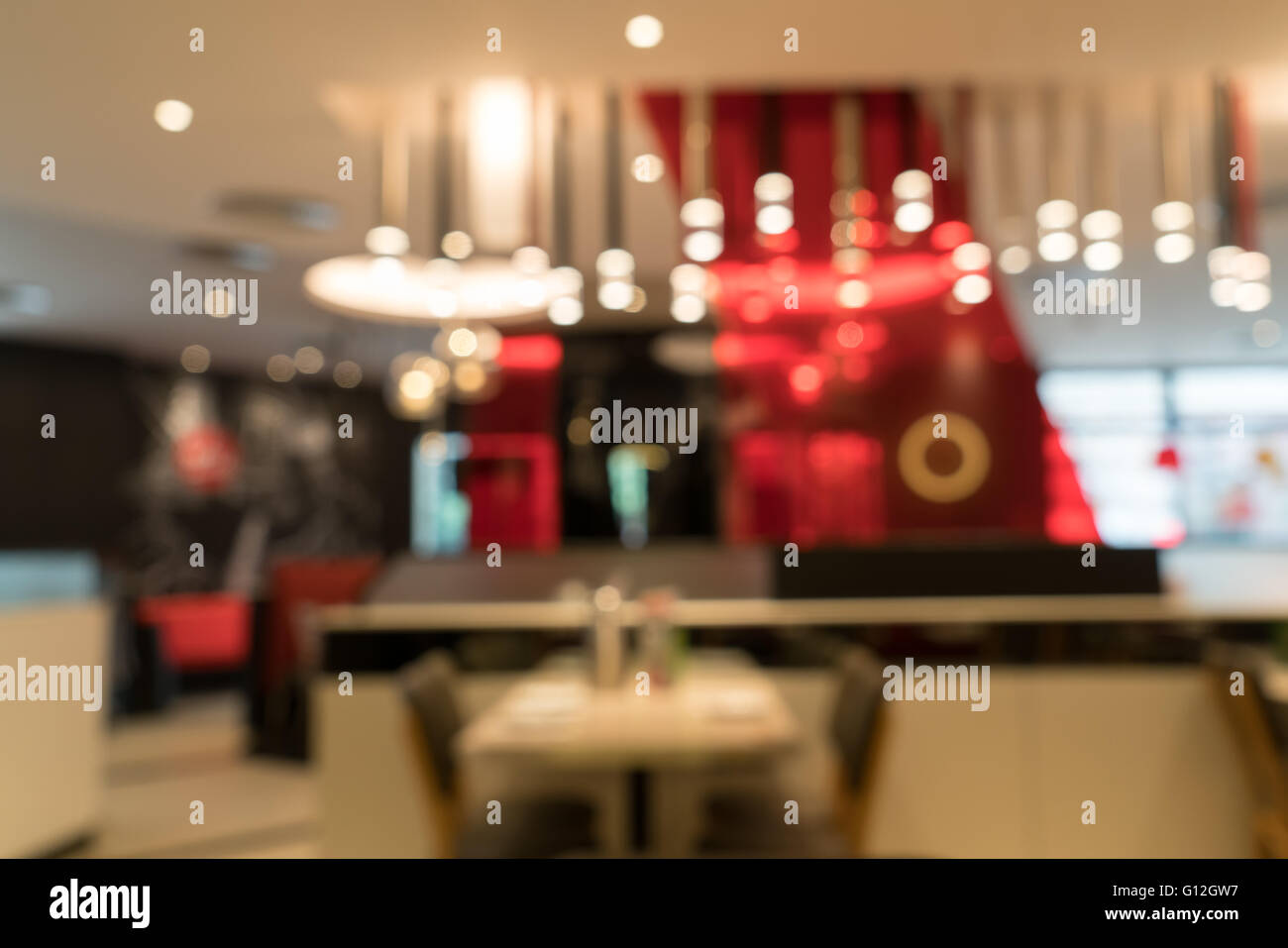 Restaurant Hintergrund mit Bokeh Bild weichzeichnen Stockfoto