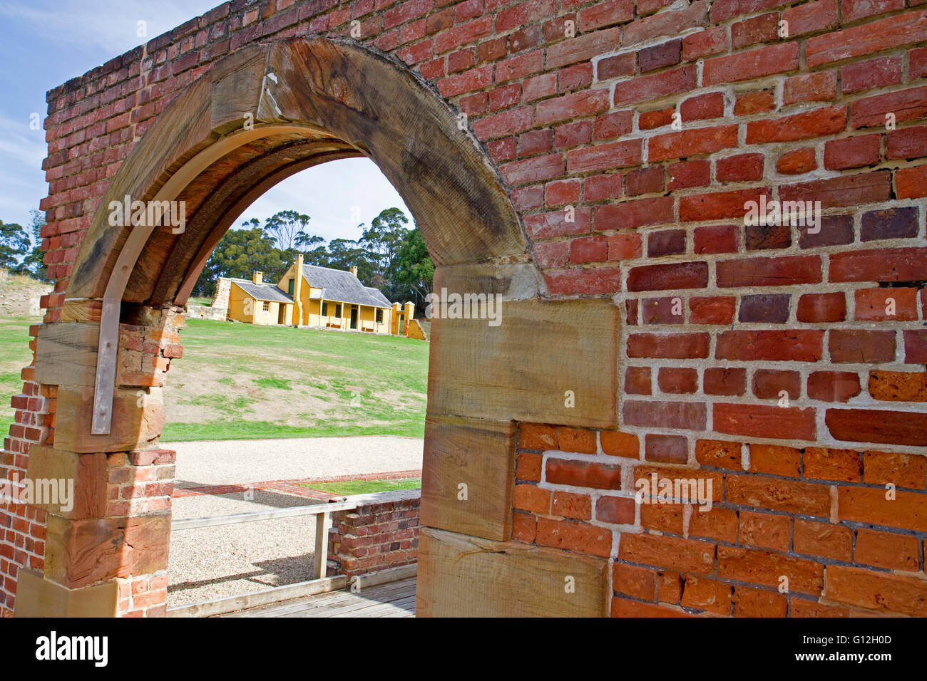 William Smith O'Brien Cottage und zerstörten Krankenhaus in Port Arthur Stockfoto