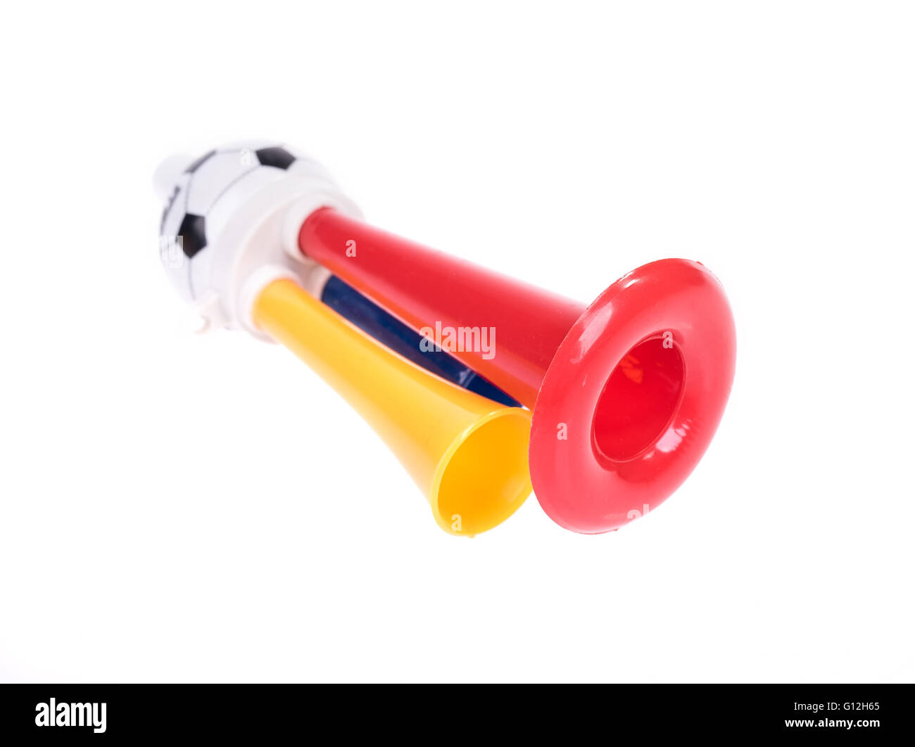 Fußball triple Fan-Trompete Stockfoto