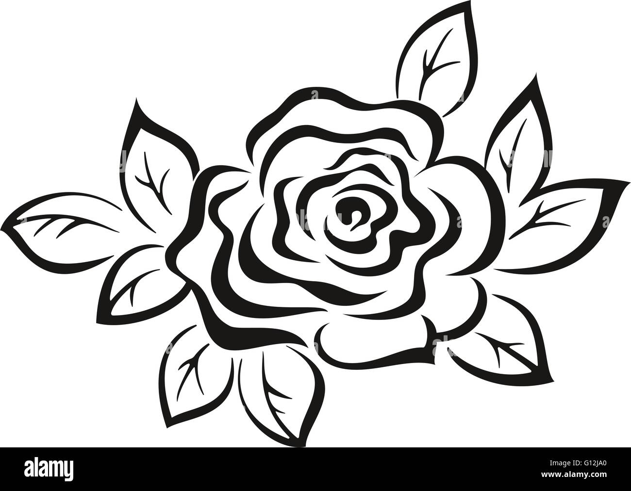 Rose Blume schwarz Piktogramm Stock-Vektorgrafik - Alamy