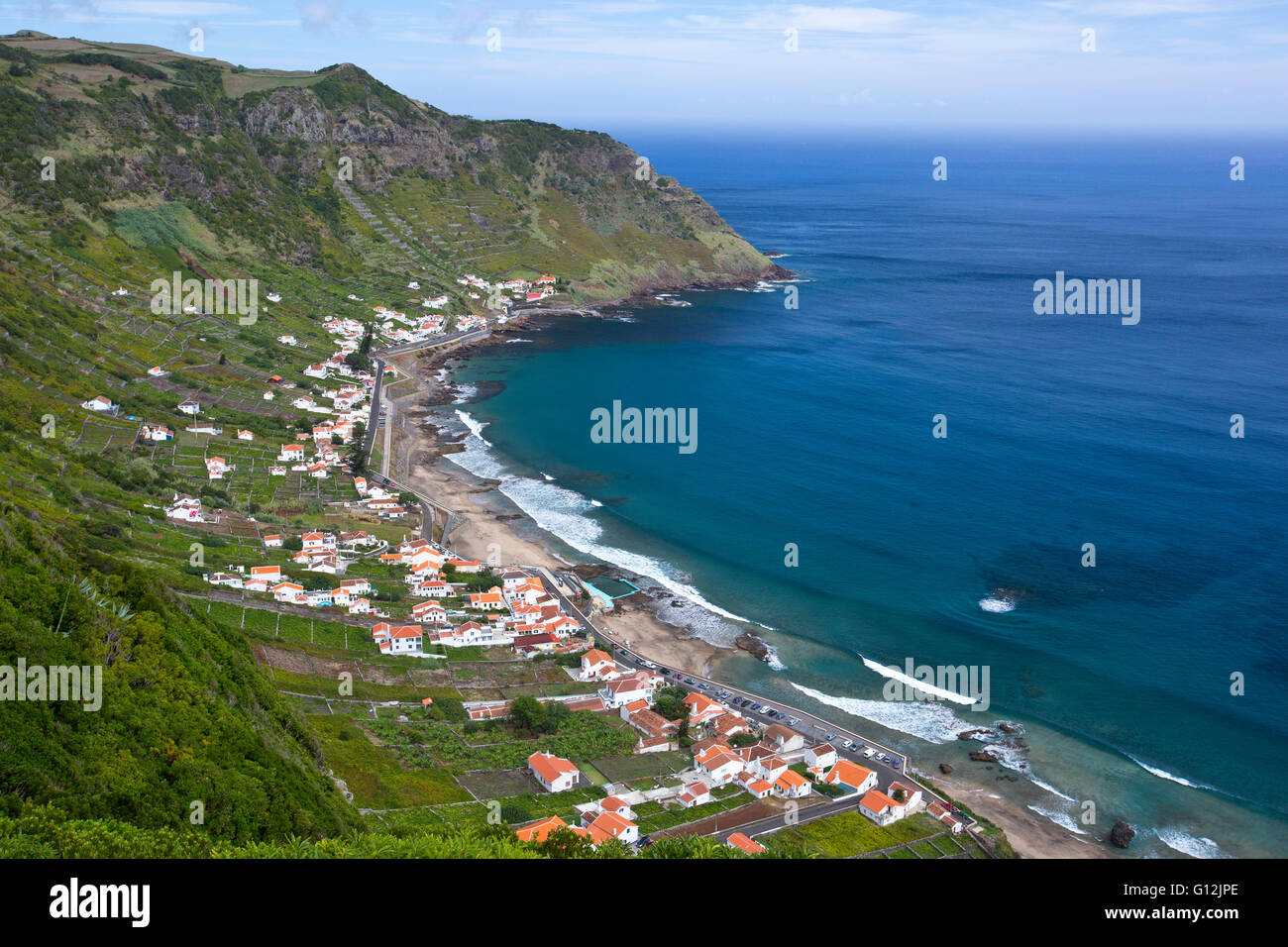 Blick auf Sao Lourenco Bay, Santa Maria, Azoren, Portugal Stockfoto