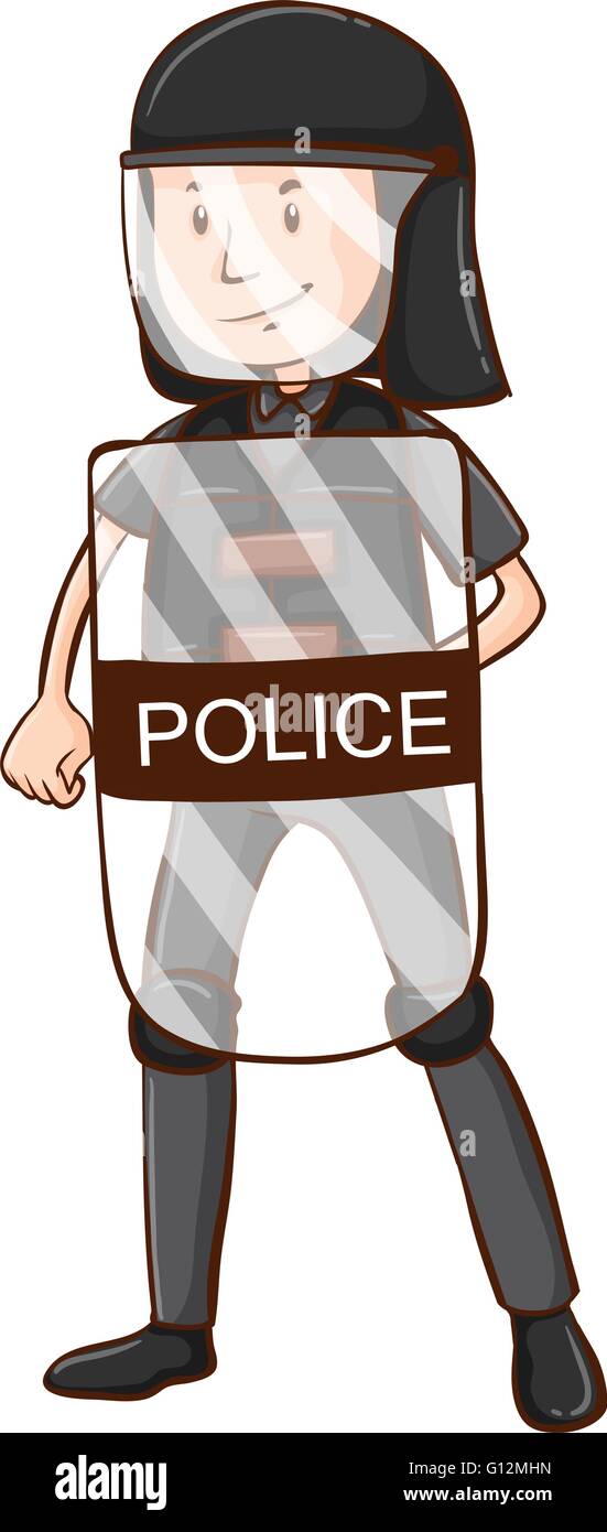 Polizisten mit Helm und Schild illustration Stock Vektor