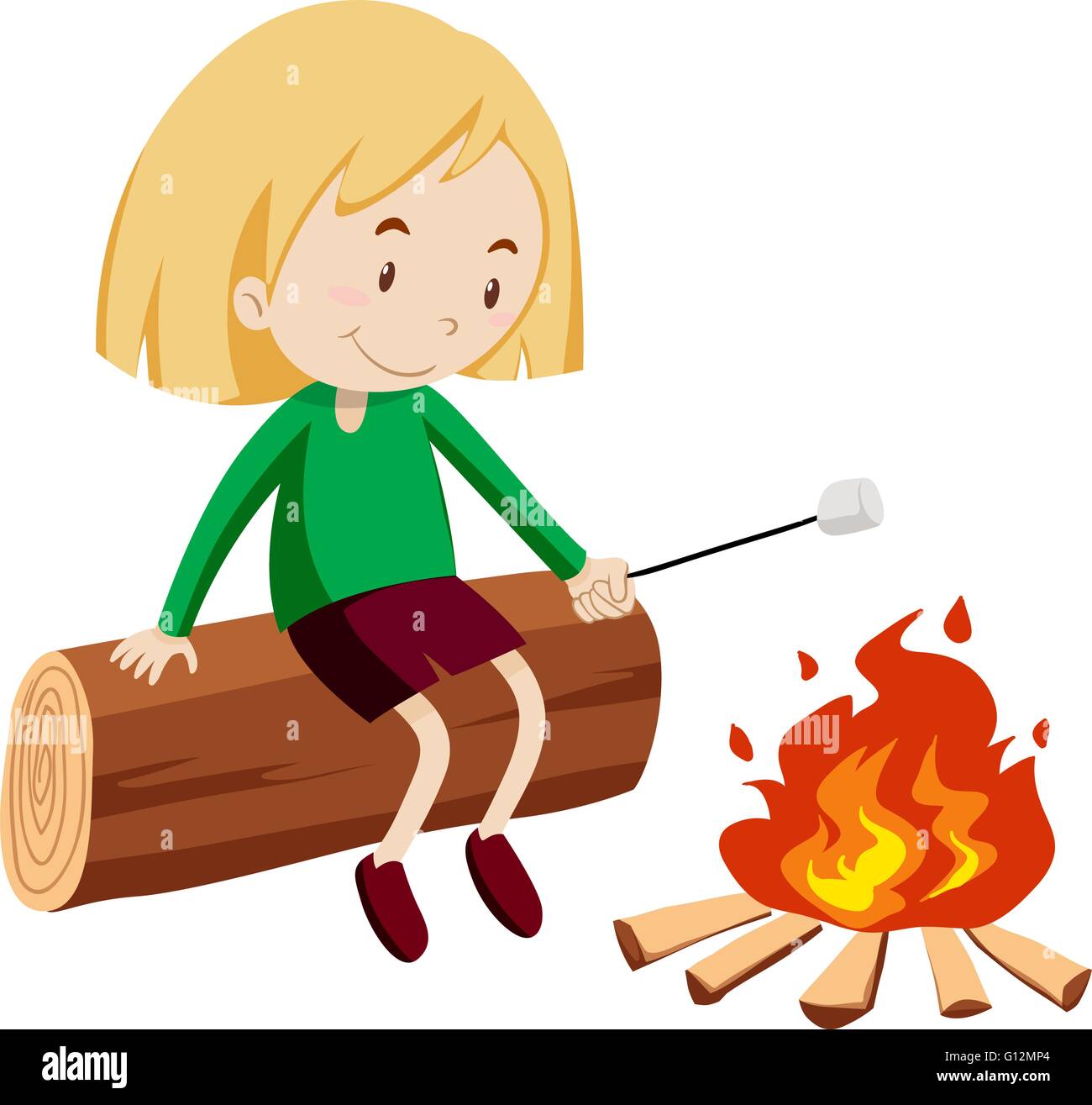 Madchen An Der Lagerfeuer Abbildung Stock Vektorgrafik Alamy
