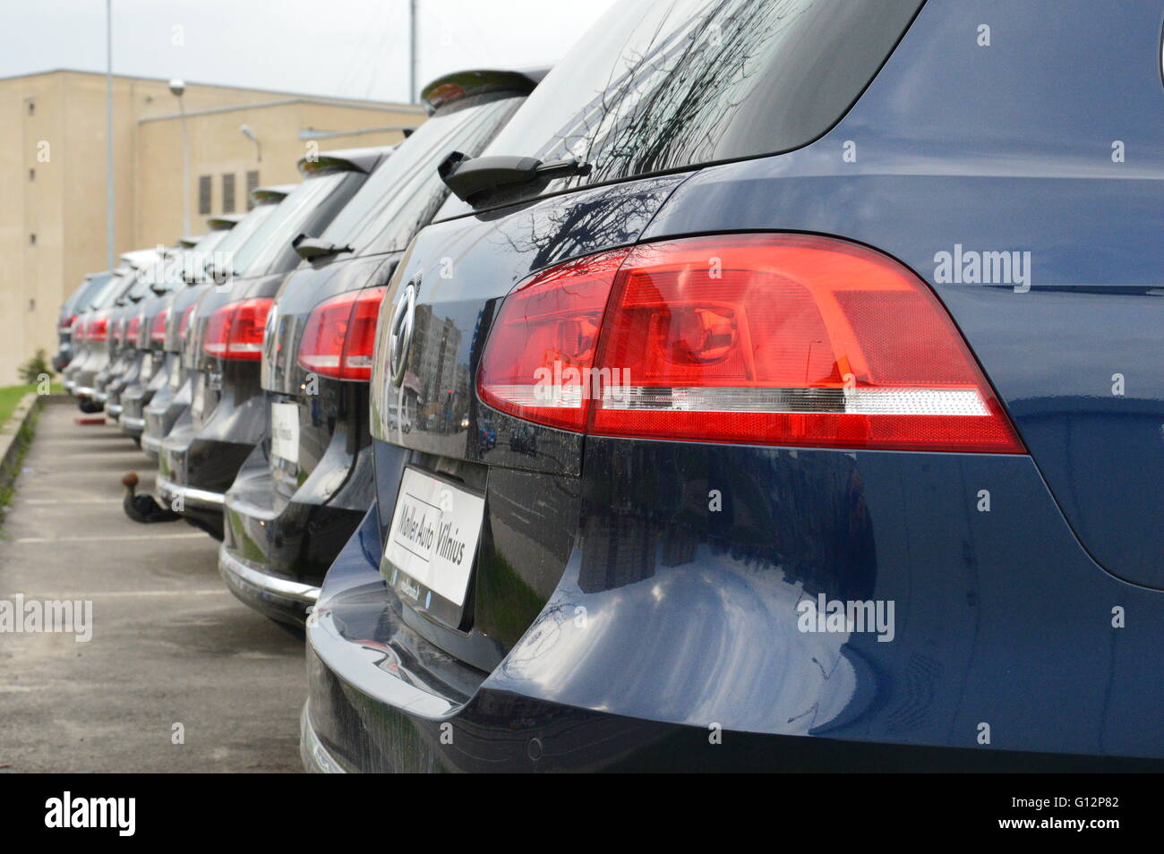 Reihe von Volkswagen Autos Stockfoto