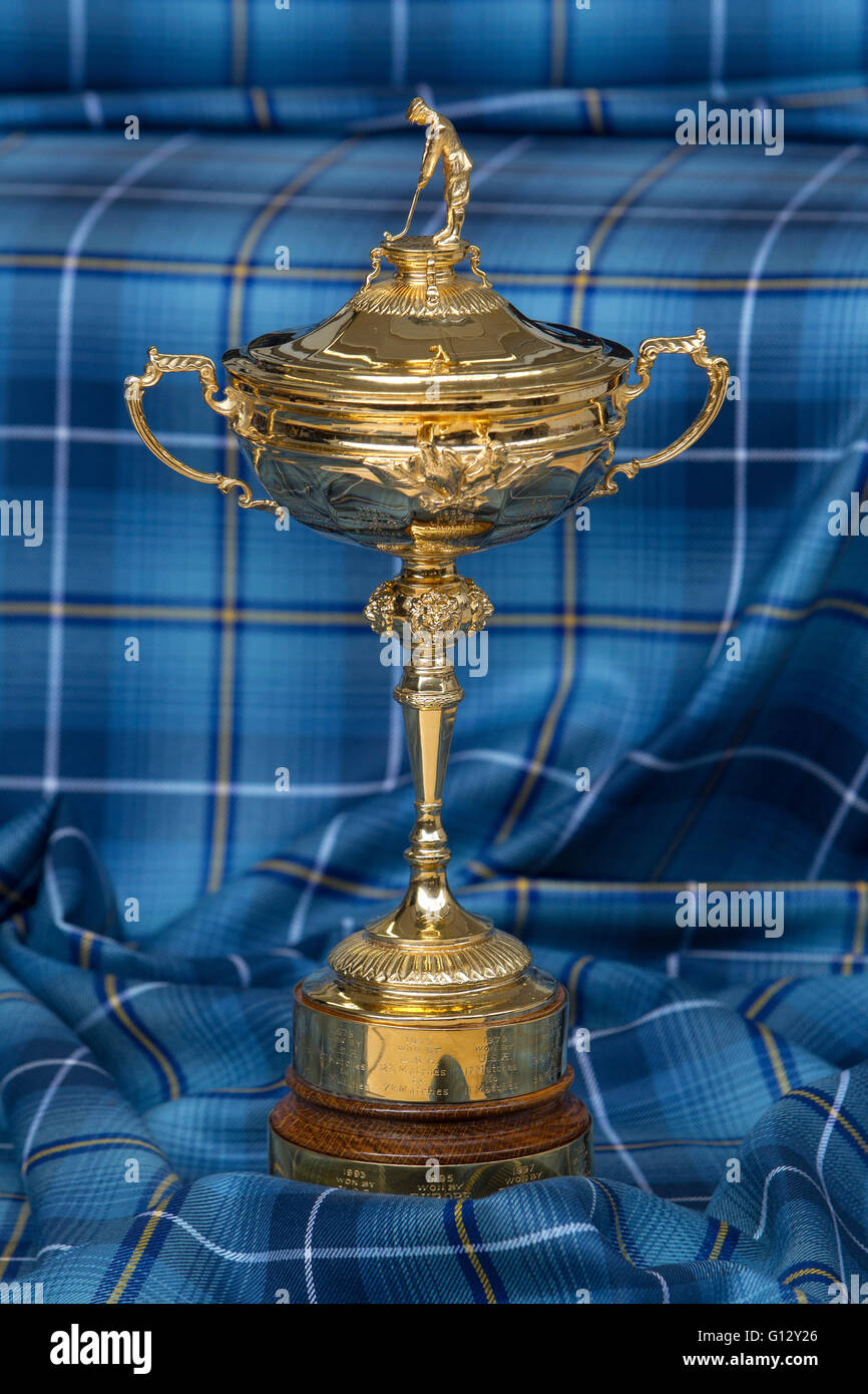 Ryder Cup vor Ryder Tartan Hintergrund Stockfoto