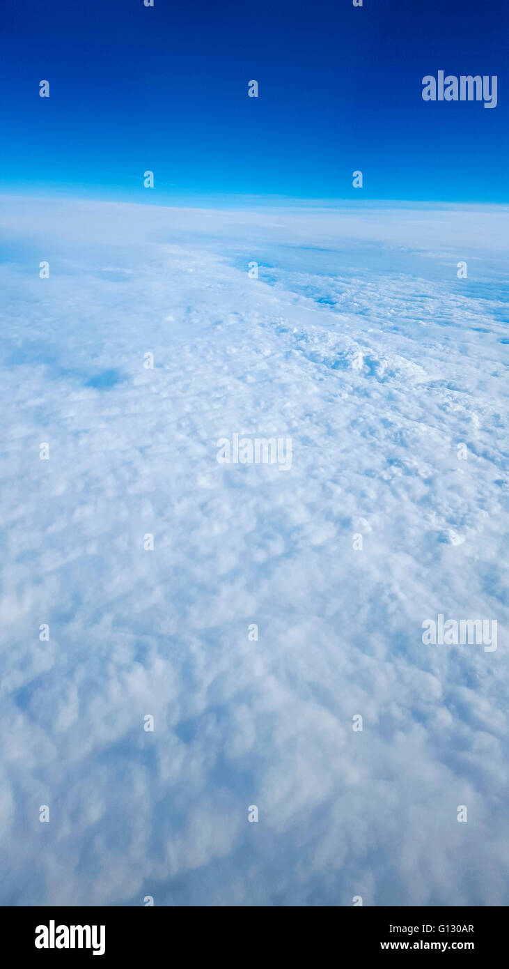 Panorama: Wolkenmeer, Flug. Stockfoto