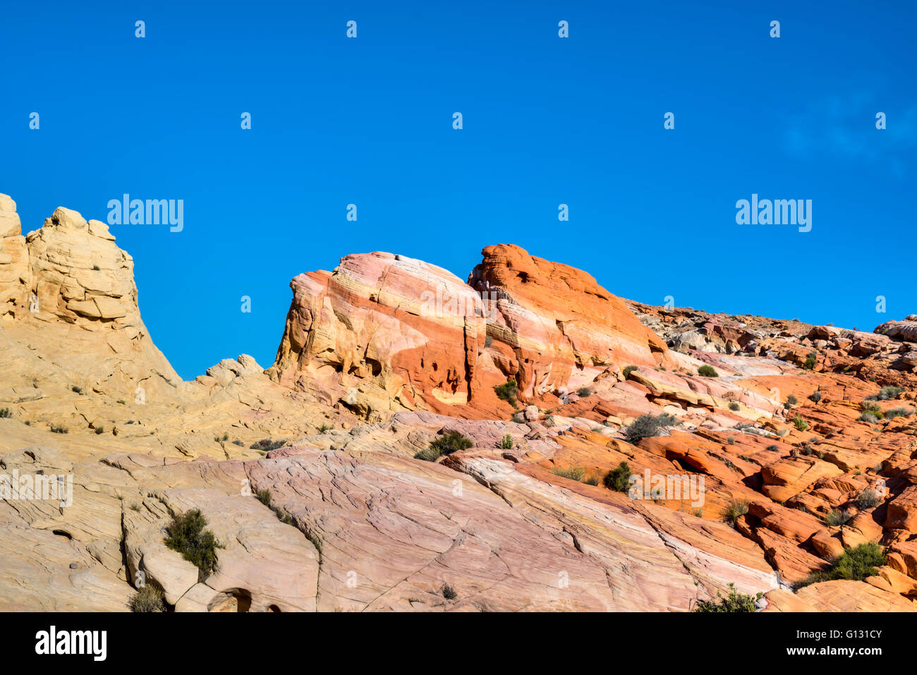 Gestreifter Rock, Rock-Formation. Valley of Fire State Park, Nevada. Stockfoto