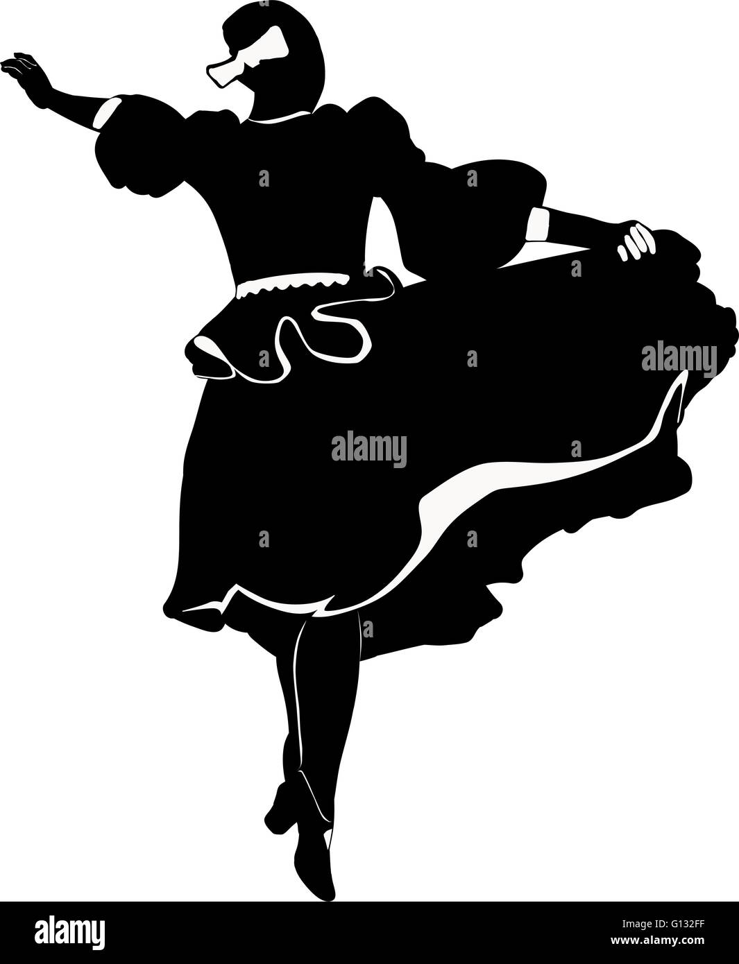 Eine Mädchen dreht sich auf der Bühne im Tanz Stock Vektor