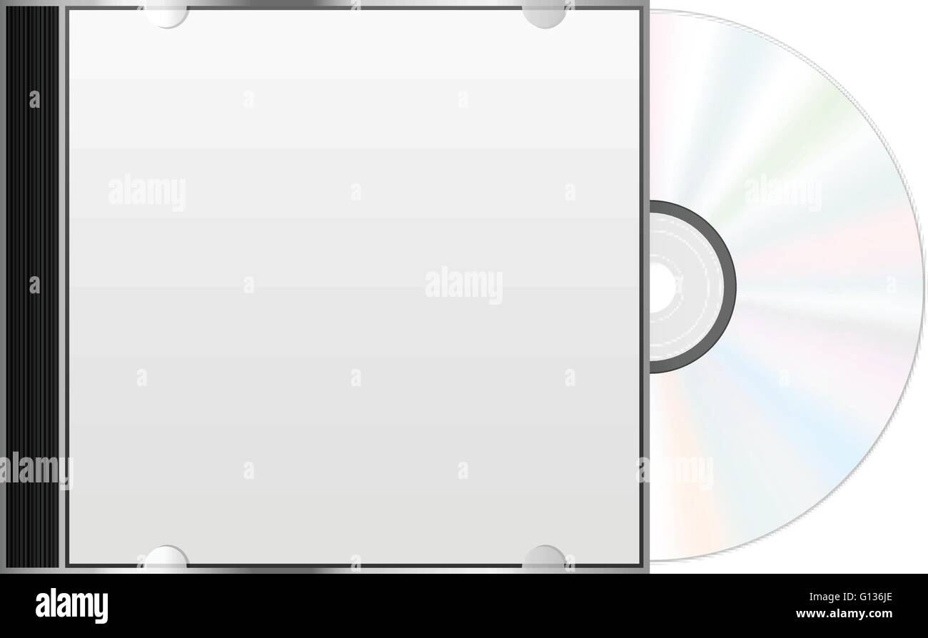 Kompakt CD-Hülle und CD auf einem weißen Hintergrund. Stock Vektor