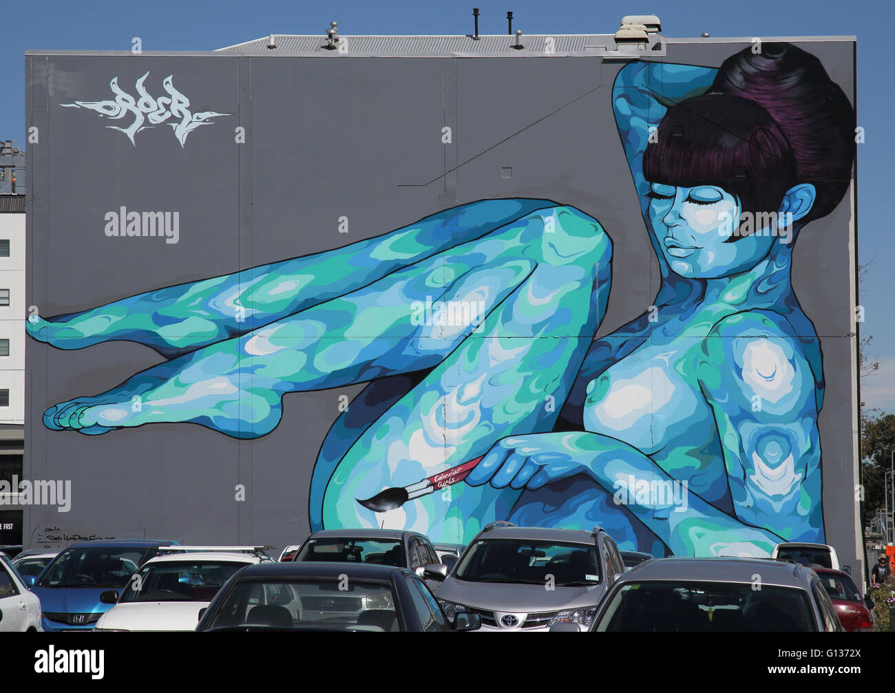 Wandbild in Christchurch Neuseeland Südinsel Stockfoto