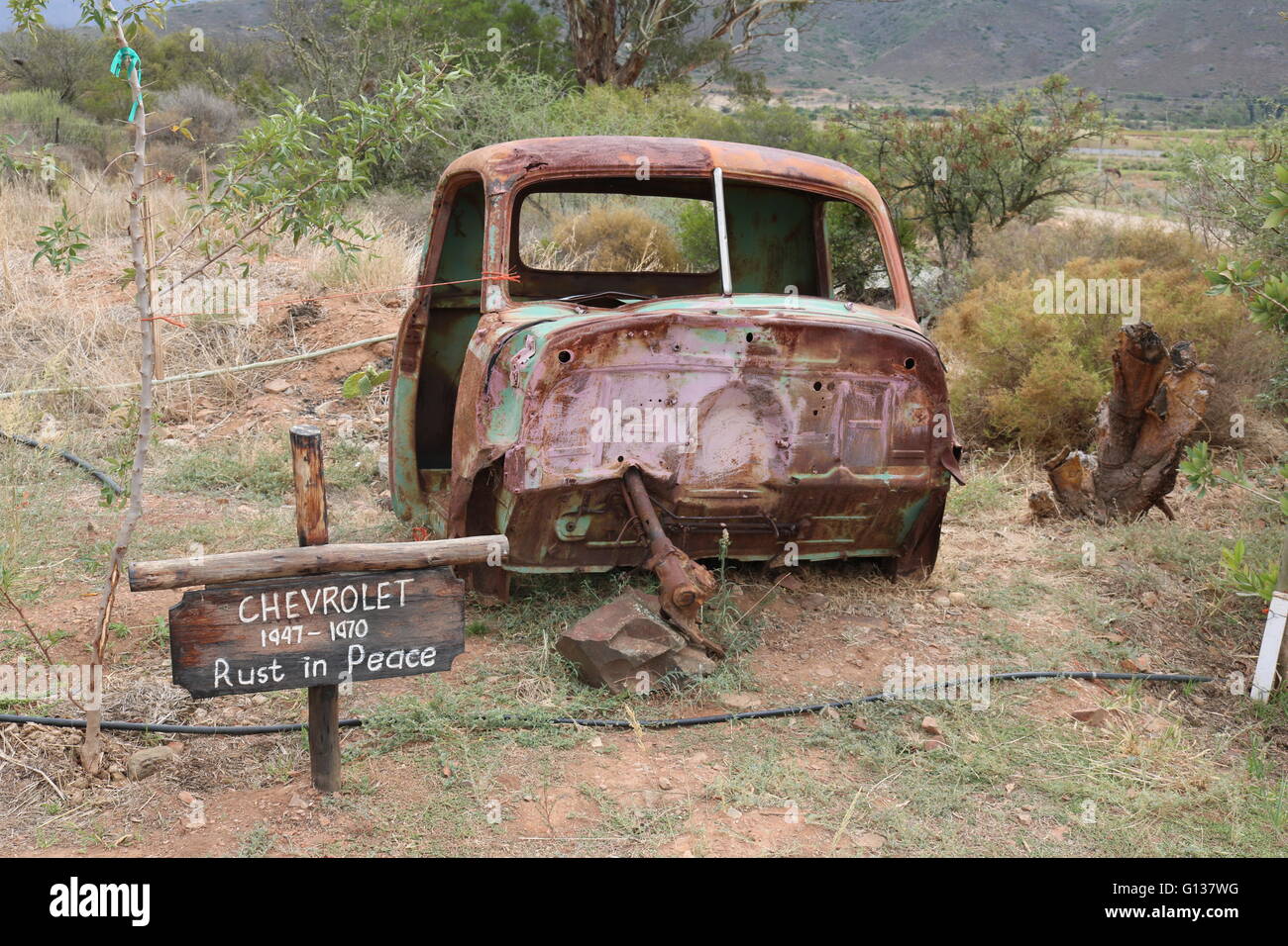 alte Autowrack in der Nähe von McGregor western Cape Südafrika Stockfoto