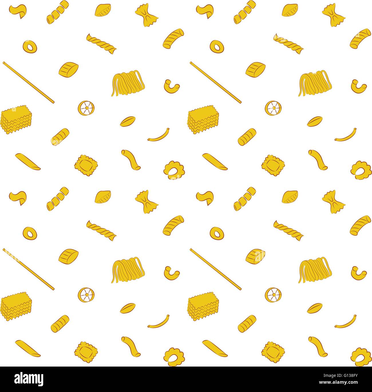 Vektor-Illustration von nahtlosen Pasta Kollektion Muster Hintergrund Stock Vektor