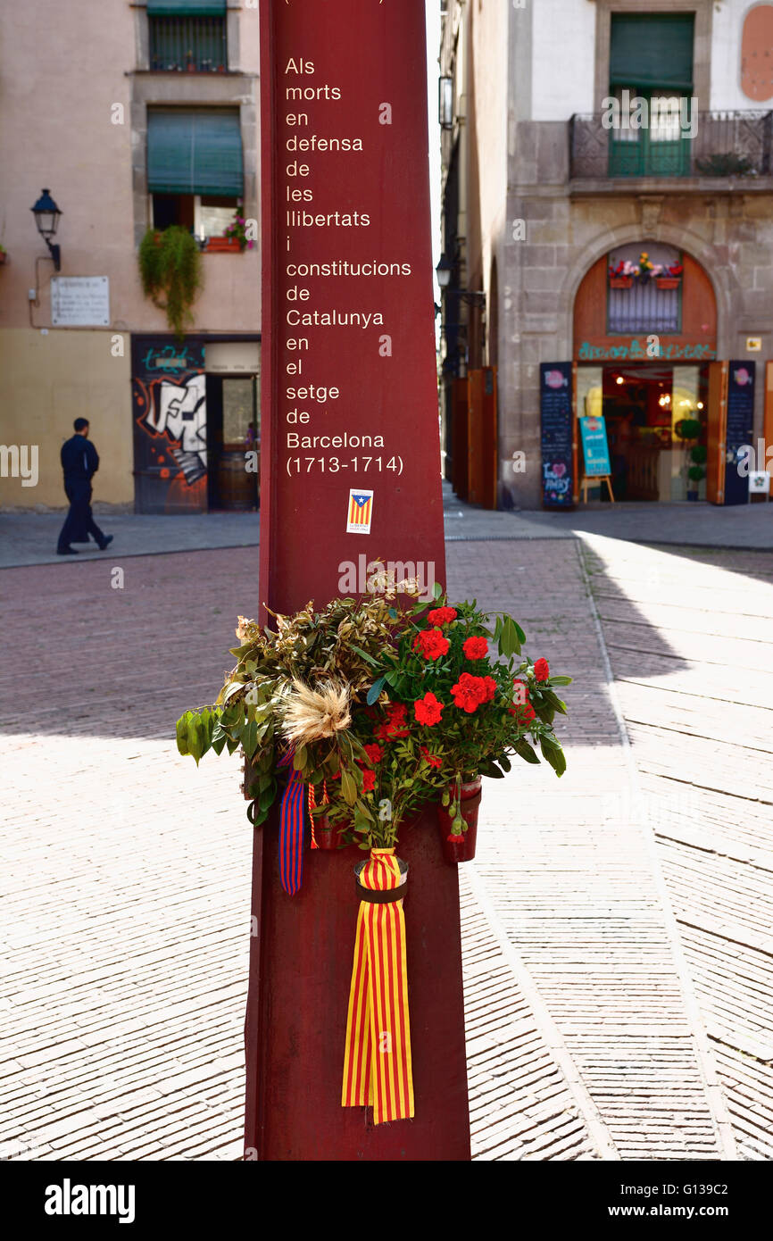Fossar de Les Moreres, Friedhof von Maulbeerbäumen, ist ein Platz in der Stadt von Barcelona, Spanien Stockfoto