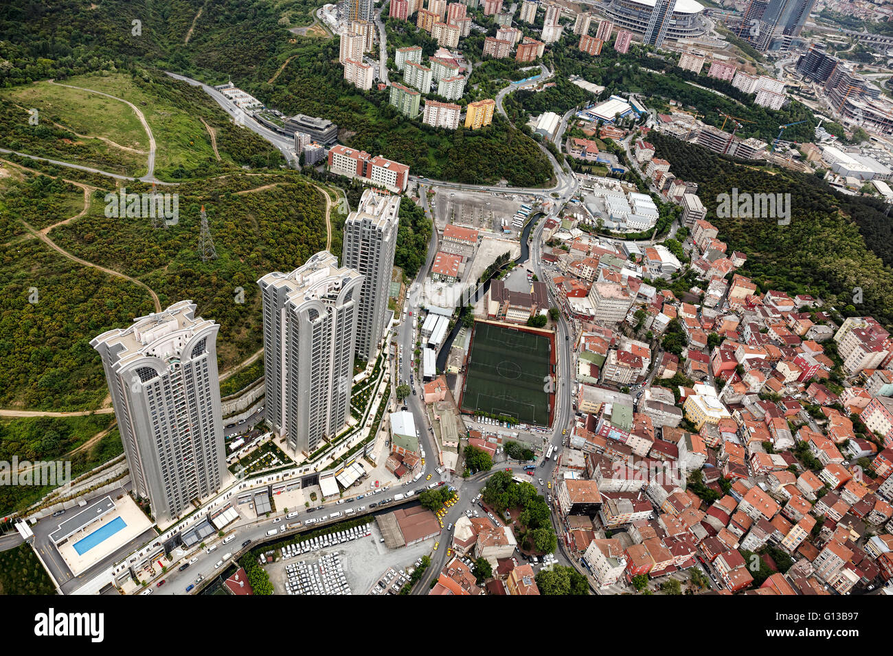 Istanbul aus der Luft, Luxirius residental Gebäude Stockfoto
