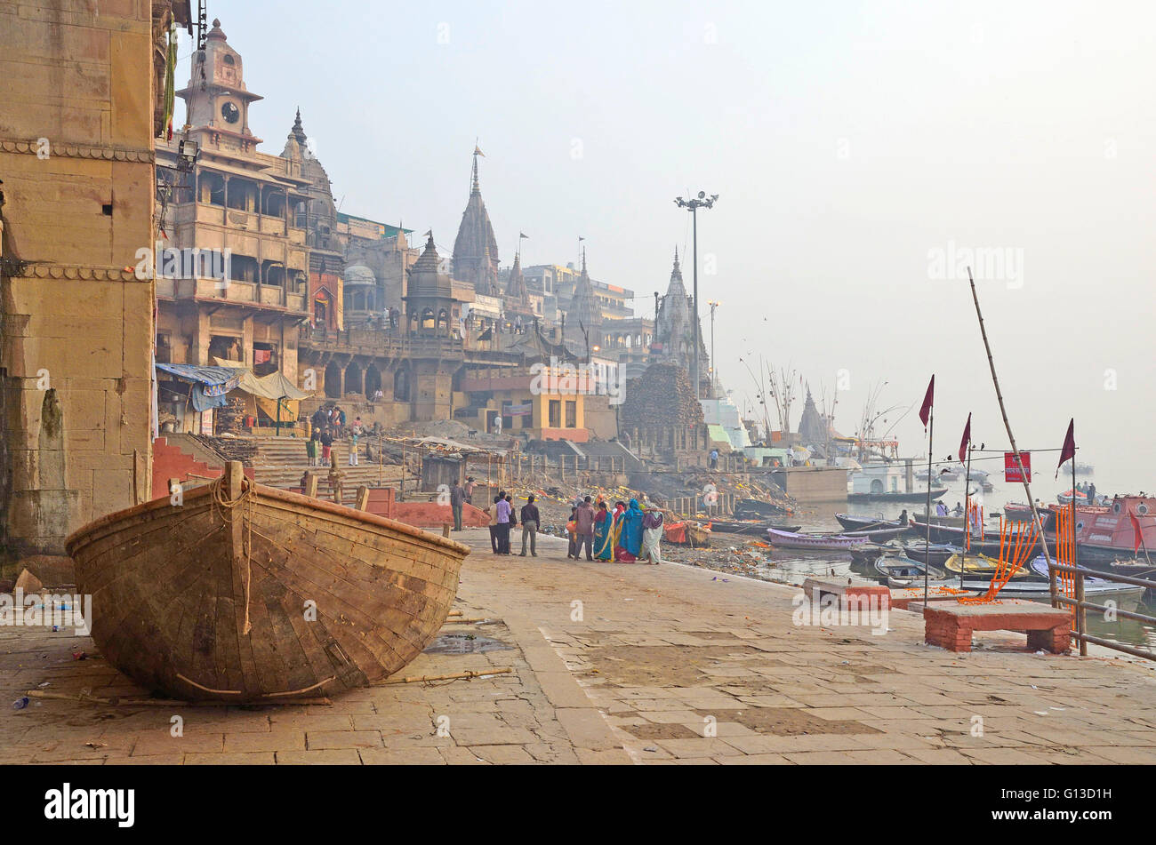 Manikarnika Ghat, Varanasi, Uttar Pradesh, Indien Stockfoto