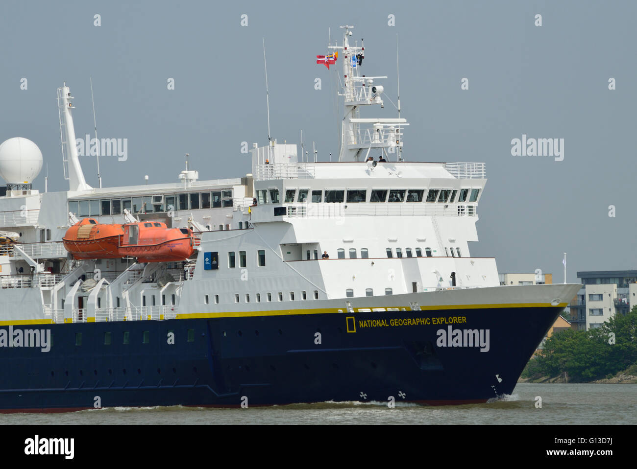 N G Explorer ist ein kleines Kreuzfahrtschiff National Geographic im Besitz und betrieben von Lindblad Expeditions auf verschiedenen Expedition KR Stockfoto