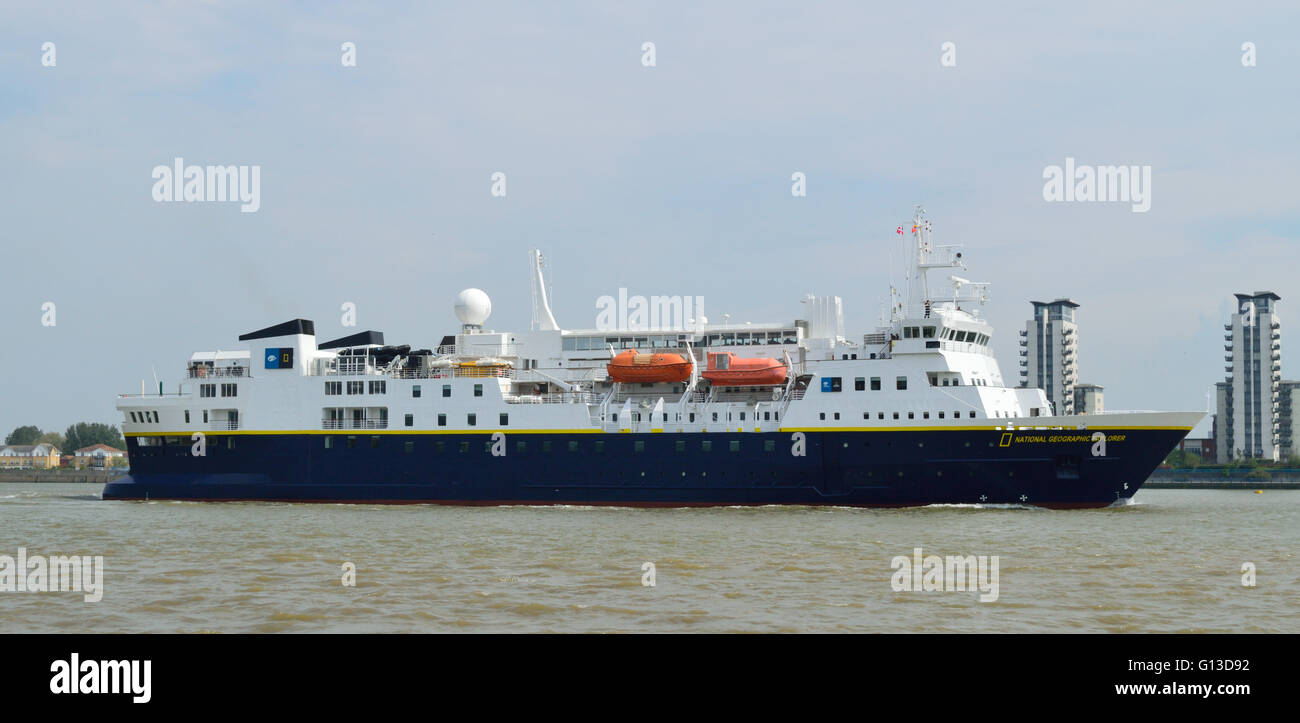 N G Explorer ist ein kleines Kreuzfahrtschiff National Geographic im Besitz und betrieben von Lindblad Expeditions auf verschiedenen Expedition KR Stockfoto