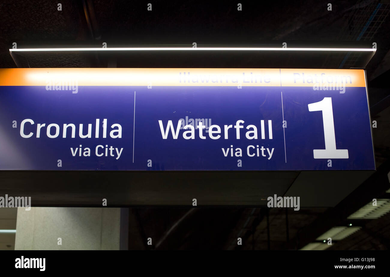 Nahaufnahme der Metro unterschreibt in Sydney, Australien Stockfoto