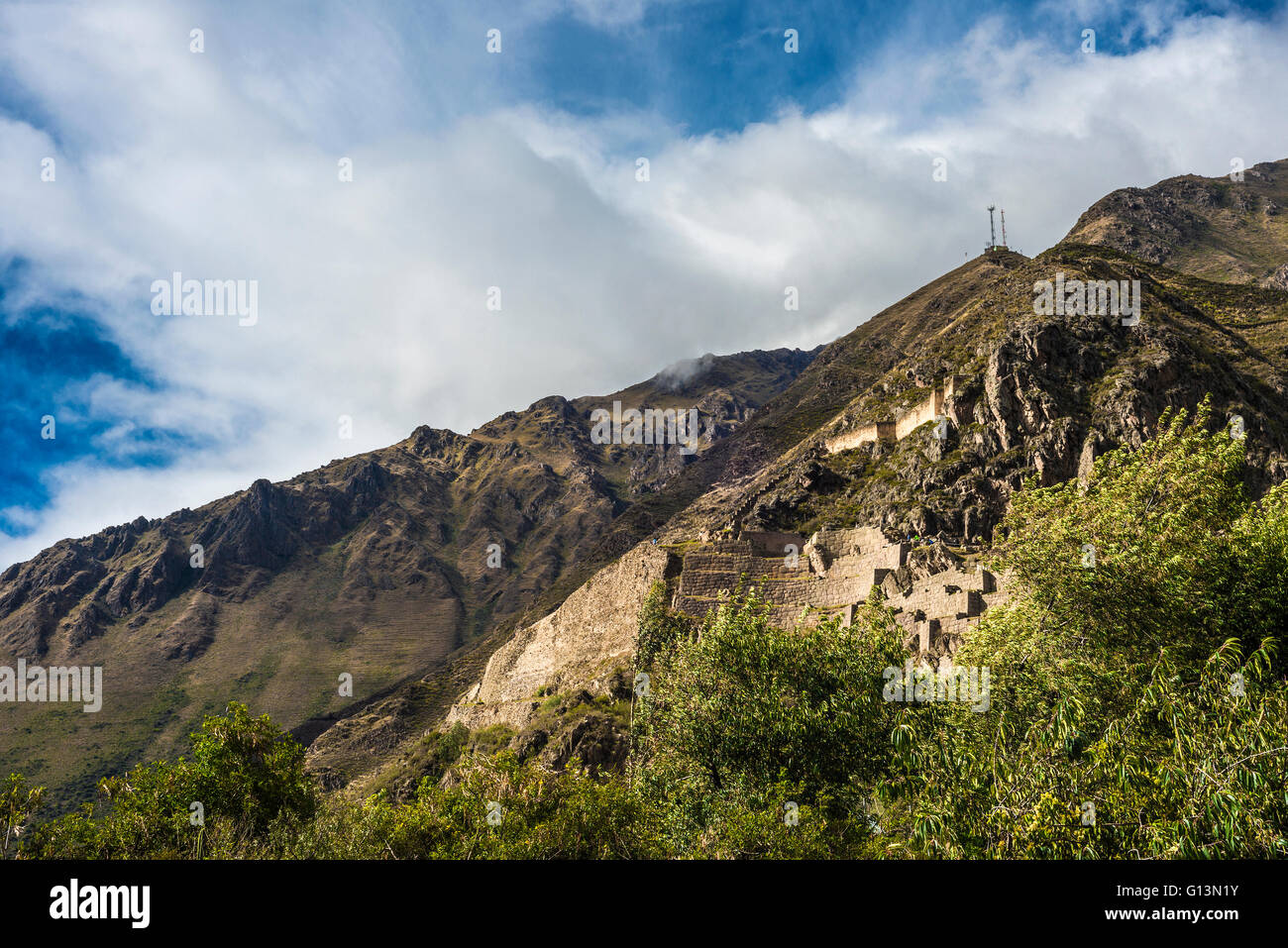 Berühmte Ollantaytambo präkolumbianischen Inka-Stätte in der Region Cusco, Peru Stockfoto