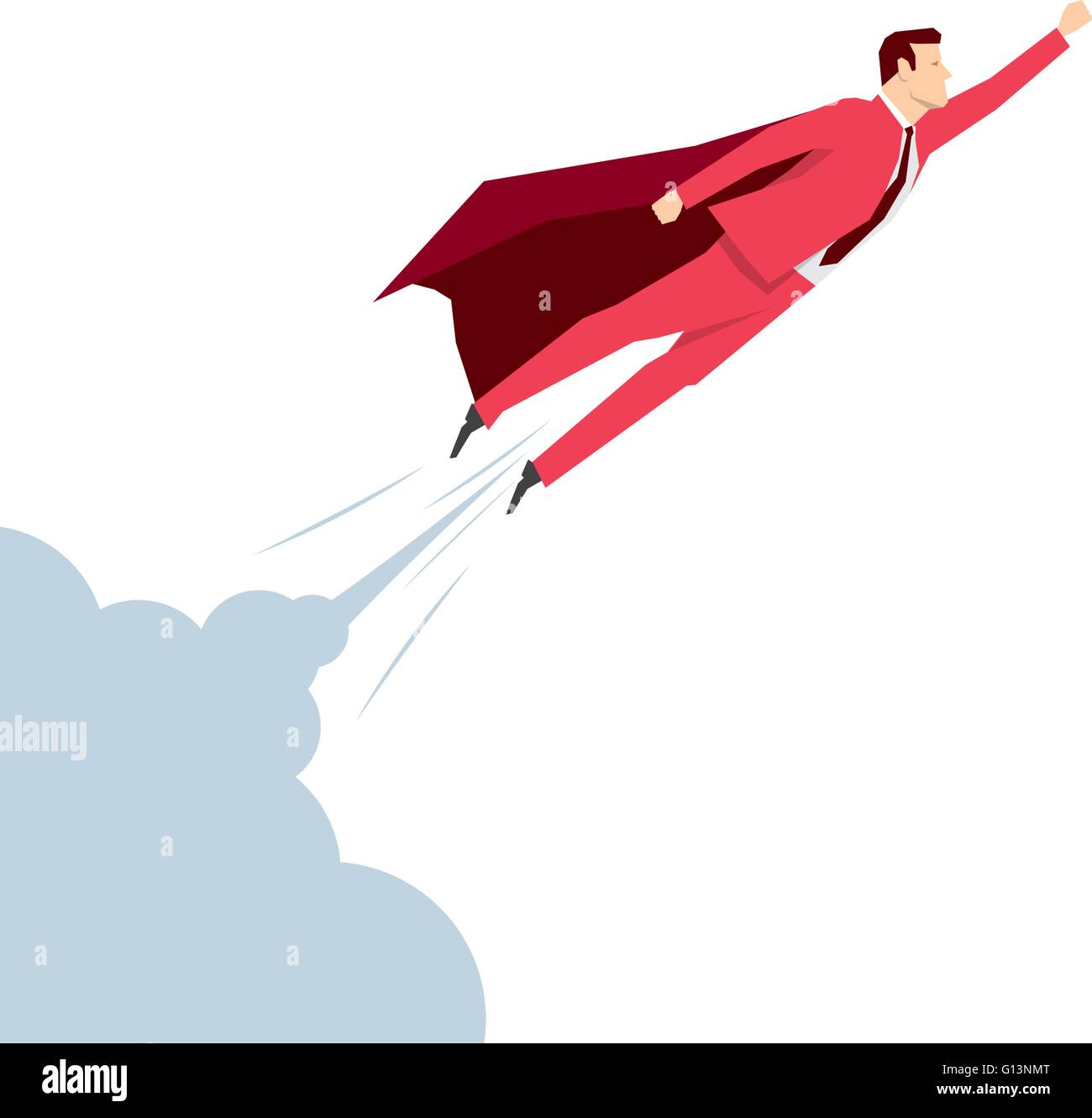 Roten Anzug Geschäftsmann. Super-Helden. Vektor-Illustration Konzept. Stock Vektor