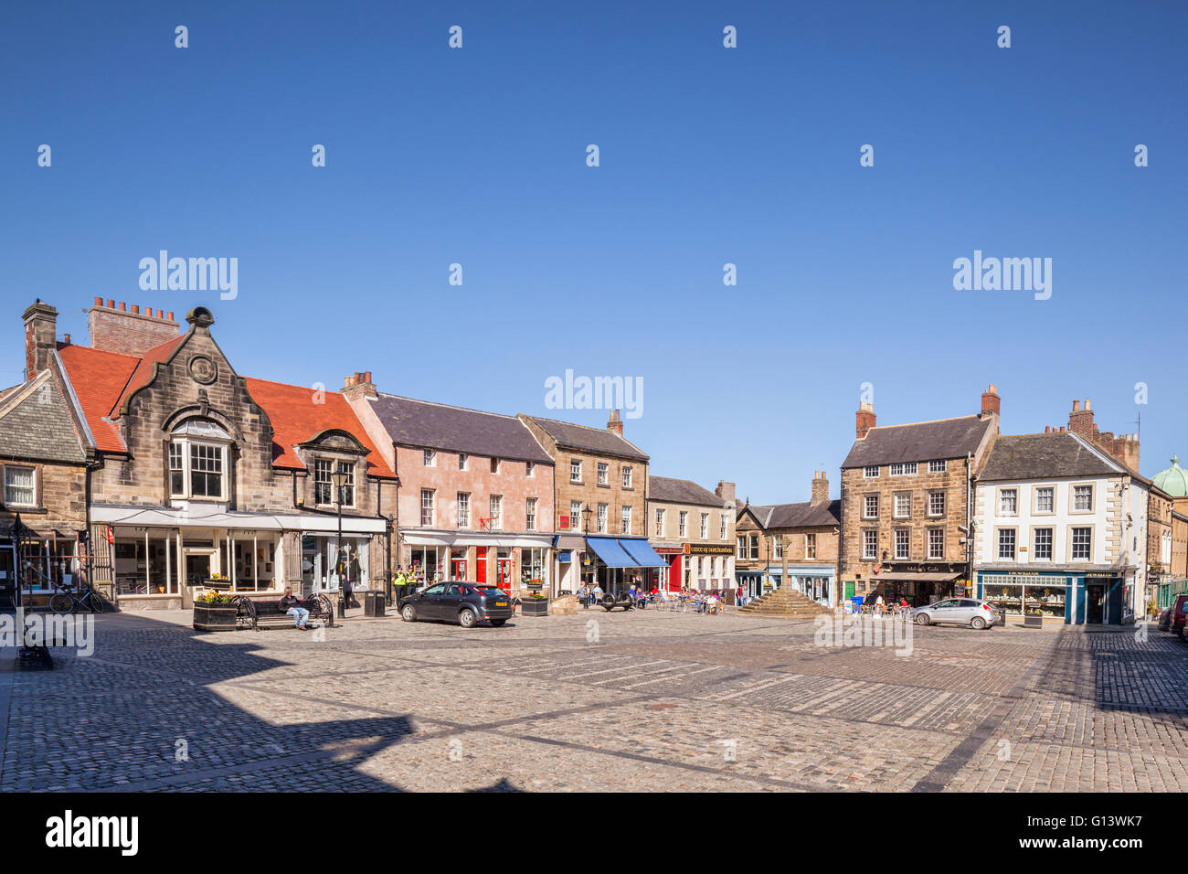 Marktplatz, Alnwick, Northumberland, England, Vereinigtes Königreich Stockfoto