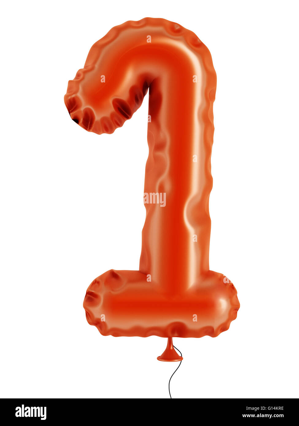 Orange Nummer 1 Ballon isoliert auf weißem Hintergrund Stockfoto