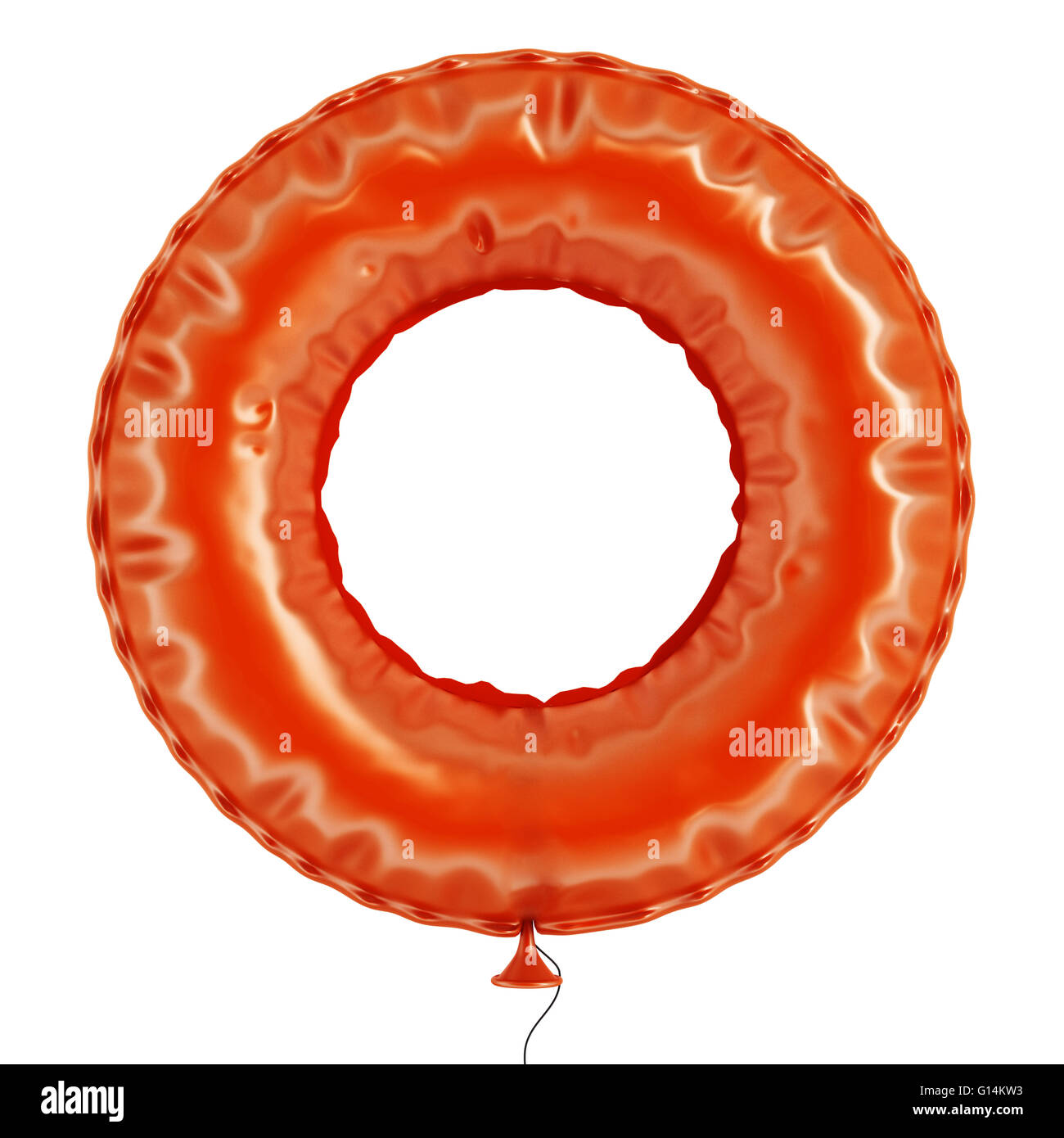 Orange Nummer 0 Ballon isoliert auf weißem Hintergrund Stockfoto